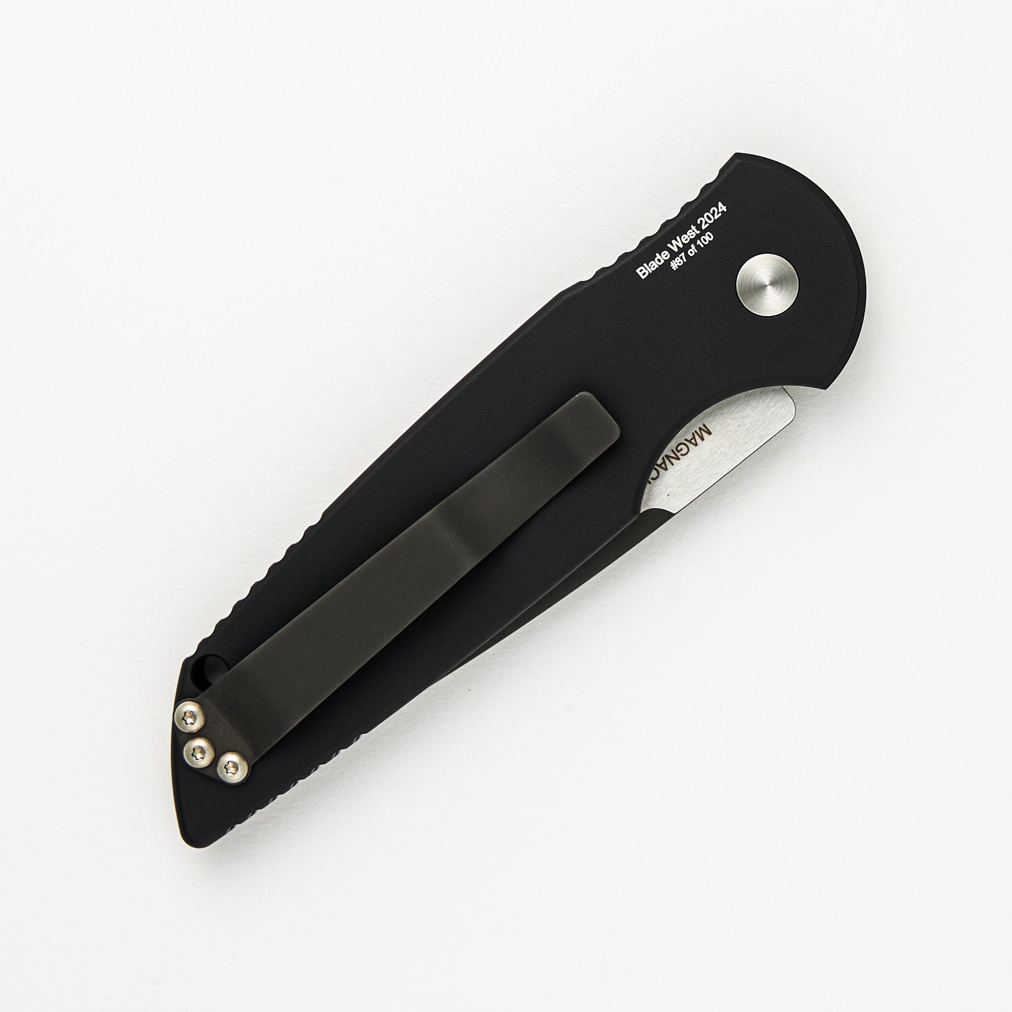 Pro-Tech Knives TR-3 - 2024 BLADEWEST.03 - Black Handle W/ Grooves - 2-Tone DLC MagnaCut Blade