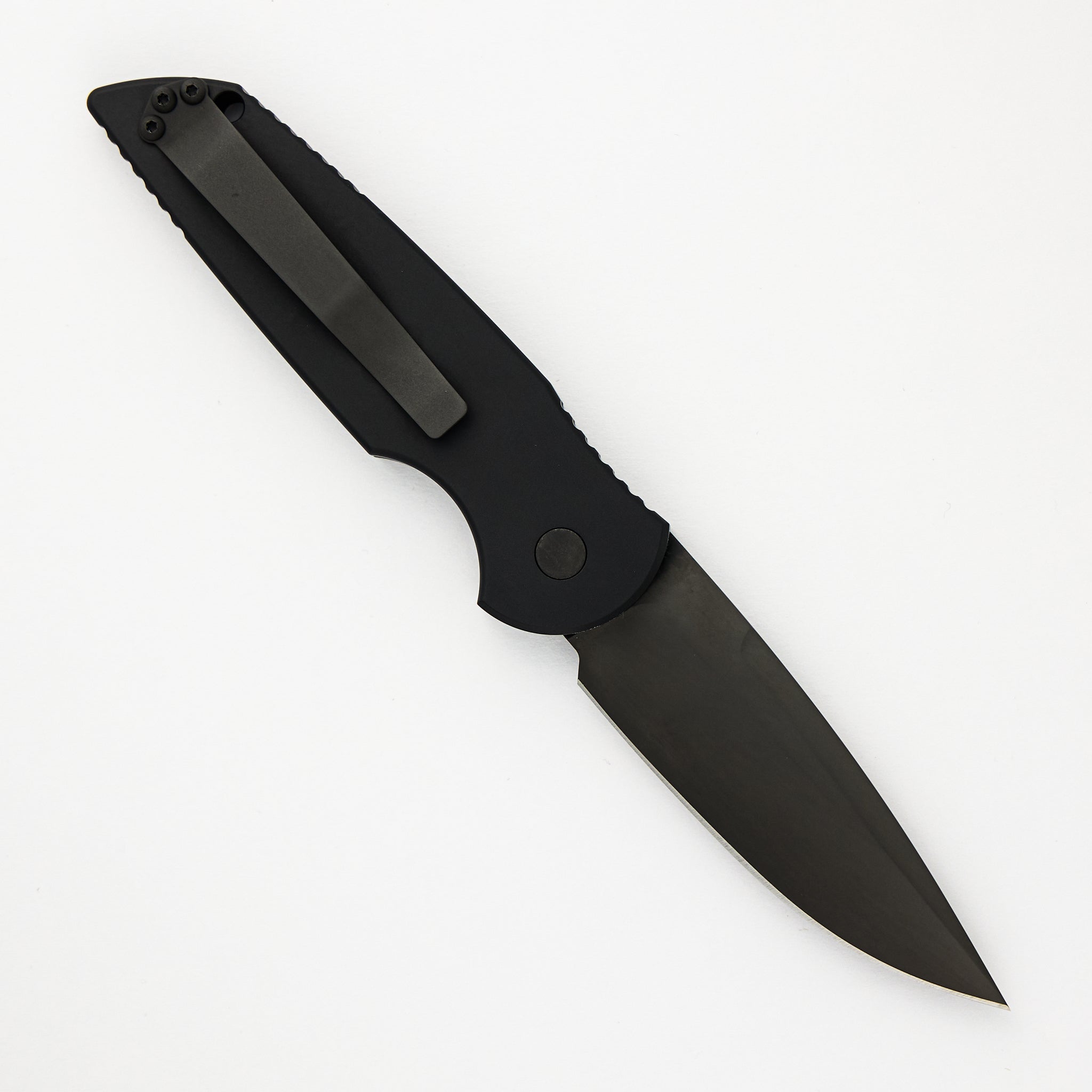Pro-Tech Knives Tactical Response 3 Auto - Black Handle With Grooves - Tritium Push Button - Black Blade - Black Hardware TR3-SWAT-OPERATOR