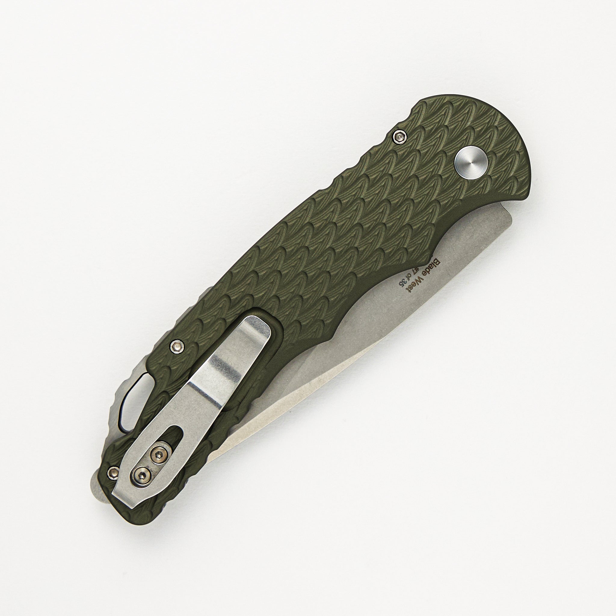 Pro-Tech Knives TR-4 - 2024.BLADEWEST.04 - Green Feather Texture Handle - Stonewash MagnaCut Blade