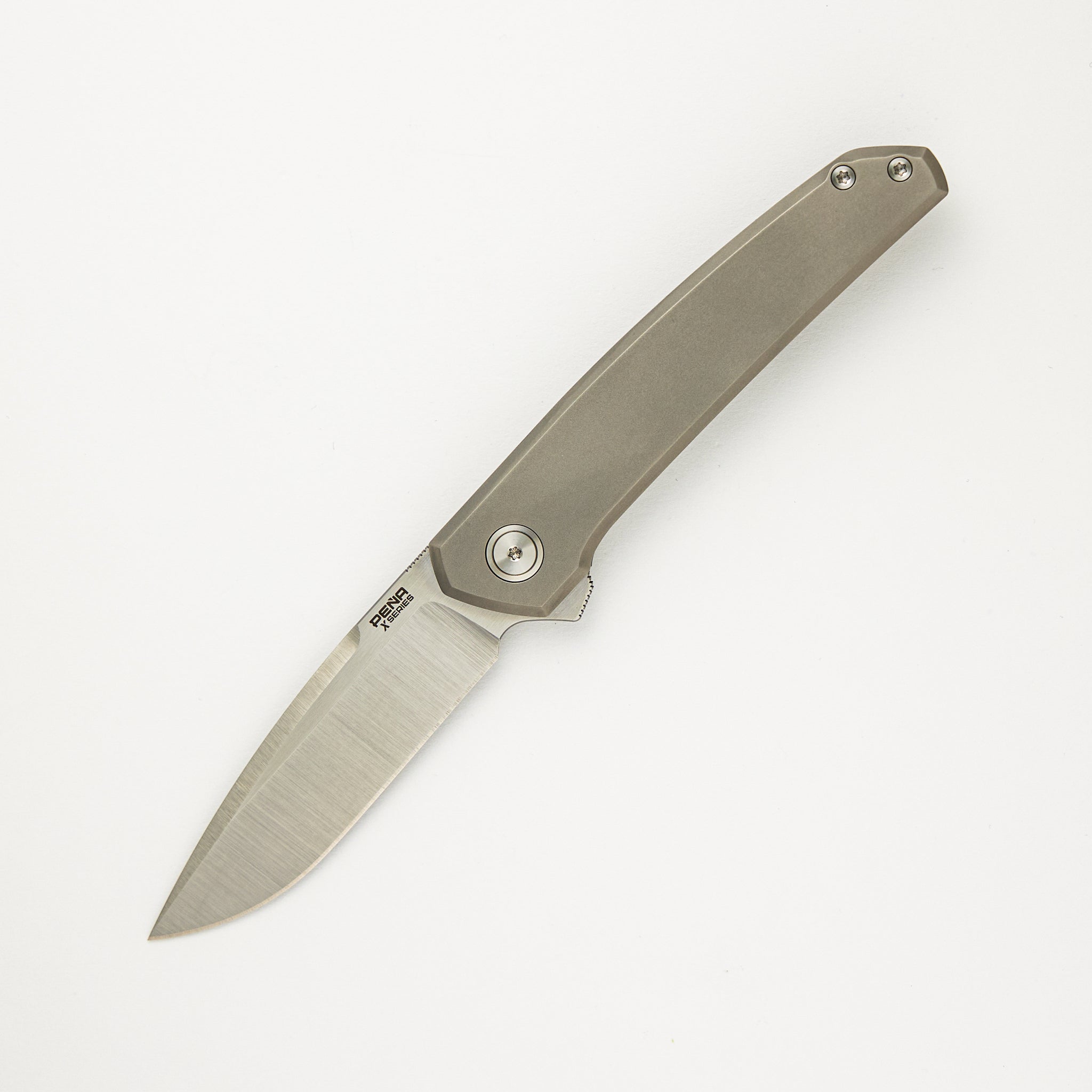 Pena-X Series Cobra - Bead Blast Titanium Handle - Belt Satin CPM-M4 Blade