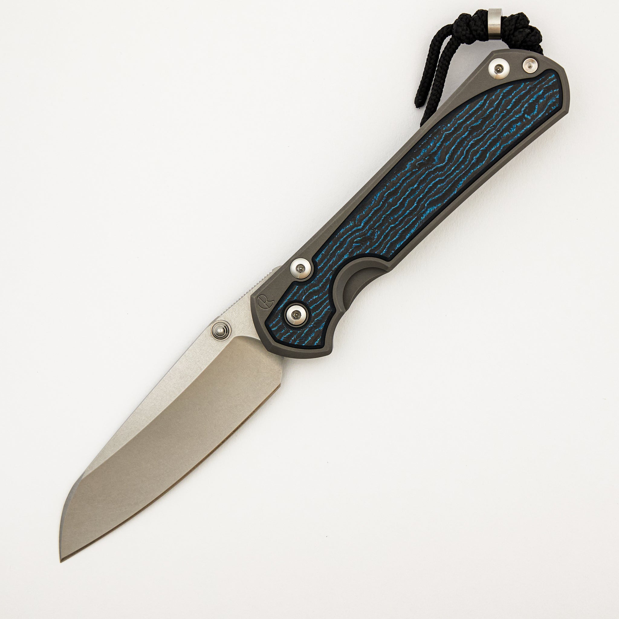 Large Sebenza 31 - Ocean Blue CarboTi Inlay - Insingo CPM MagnaCut Blade - MIM Clip - Silver Double Thumb Lugs