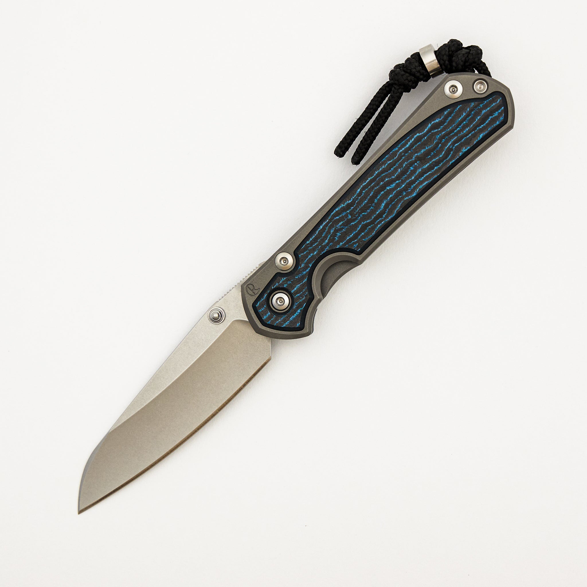 Small Sebenza 31 - Ocean Blue CarboTi Inlay - Insingo CPM MagnaCut Blade - MIM Clip - Silver Double Thumb Lugs