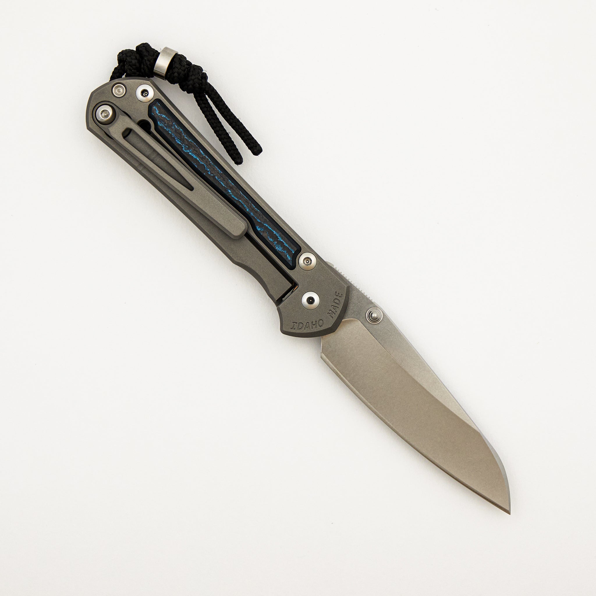 Small Sebenza 31 - Ocean Blue CarboTi Inlay - Insingo CPM MagnaCut Blade - MIM Clip - Silver Double Thumb Lugs