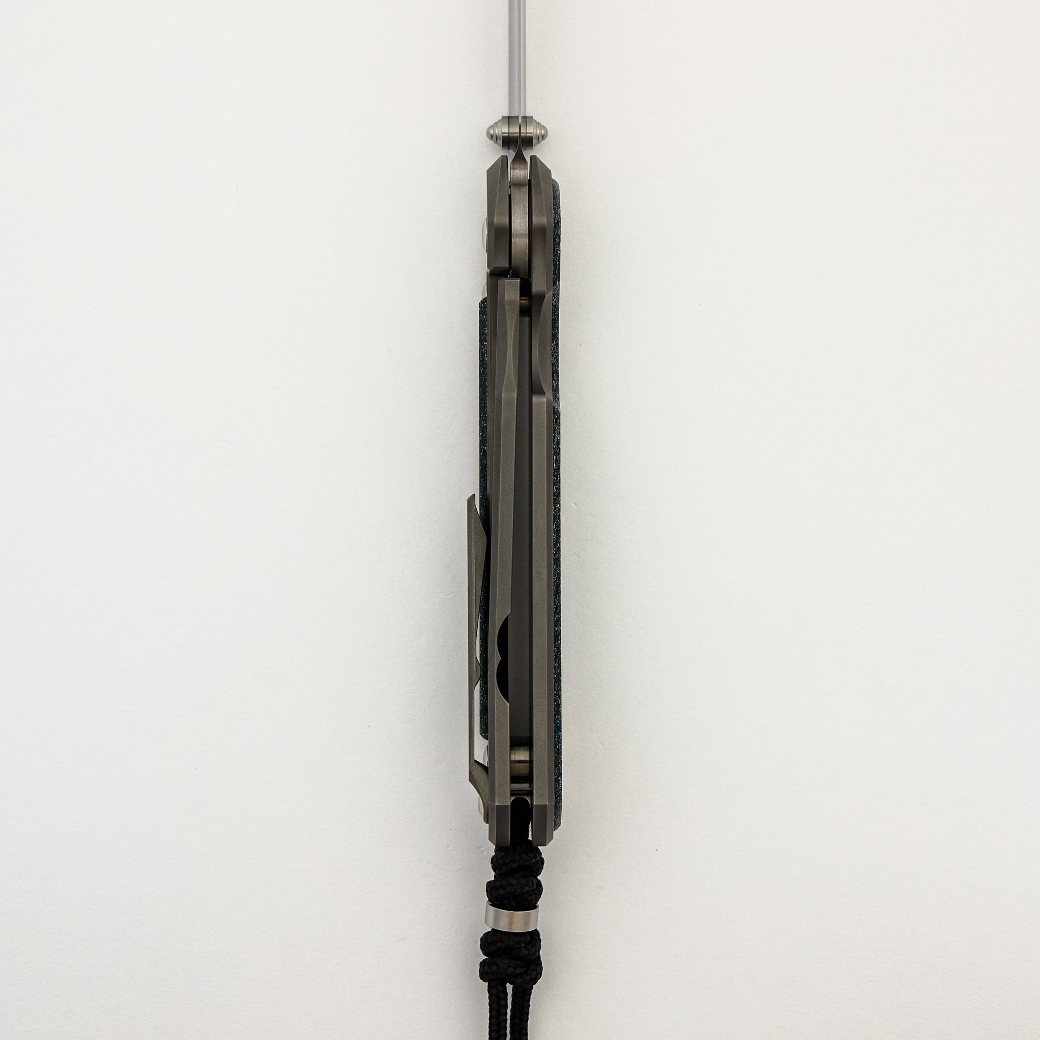 R1 Invitational - Large Sebenza 31 - Teal Magnetic CarboTi Inlay - Polished Drop Point CPM MagnaCut Blade - Silver Double Lugs