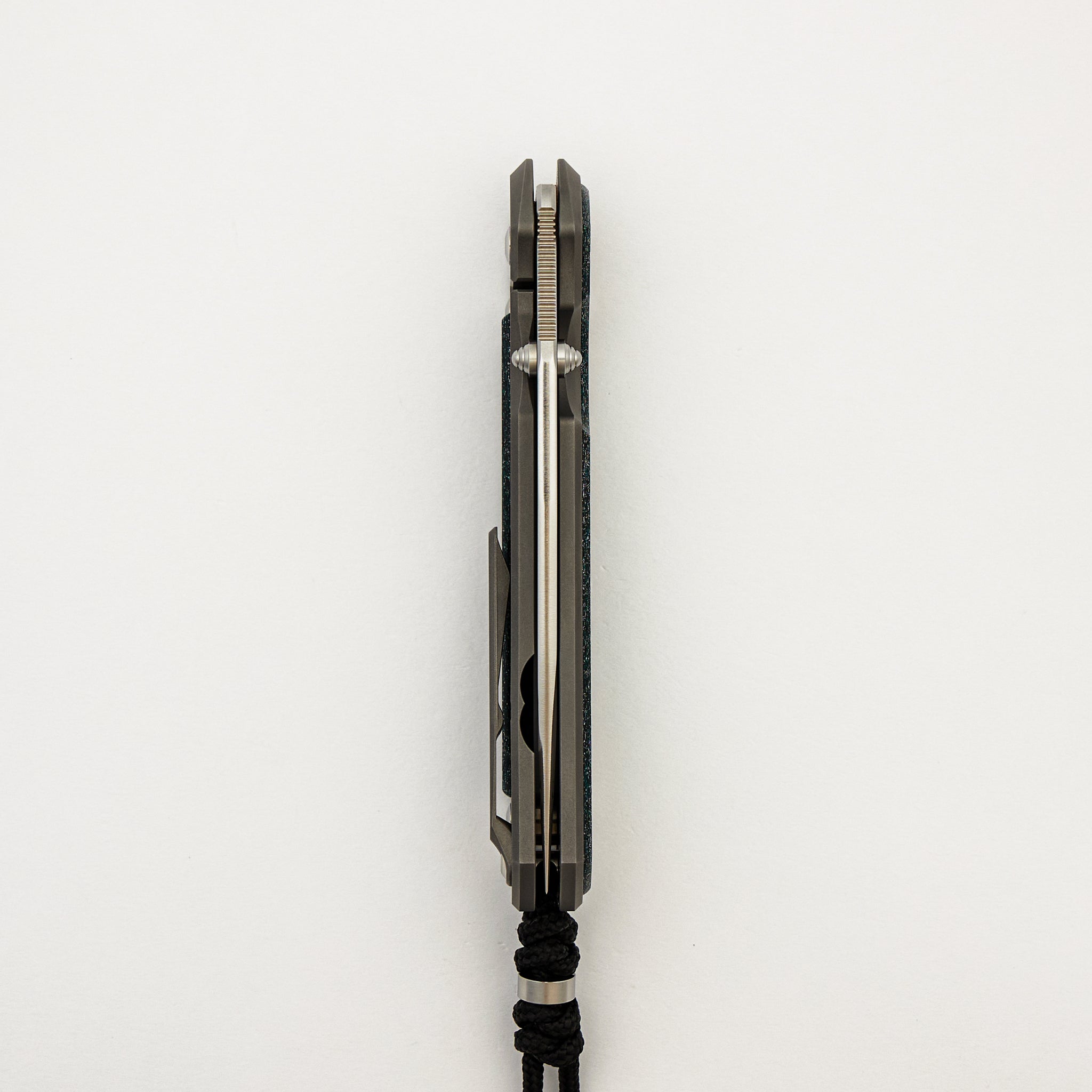 R1 Invitational - Large Sebenza 31 - Teal Magnetic CarboTi Inlay - Polished Drop Point CPM MagnaCut Blade - Silver Double Lugs