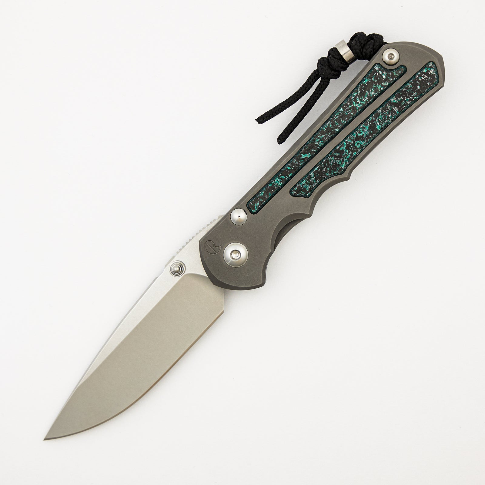 R1 Invitational - Large Inkosi - Teal Magnetic CarboTi Inlay - Drop Point CPM MagnaCut Blade - MIM Clip