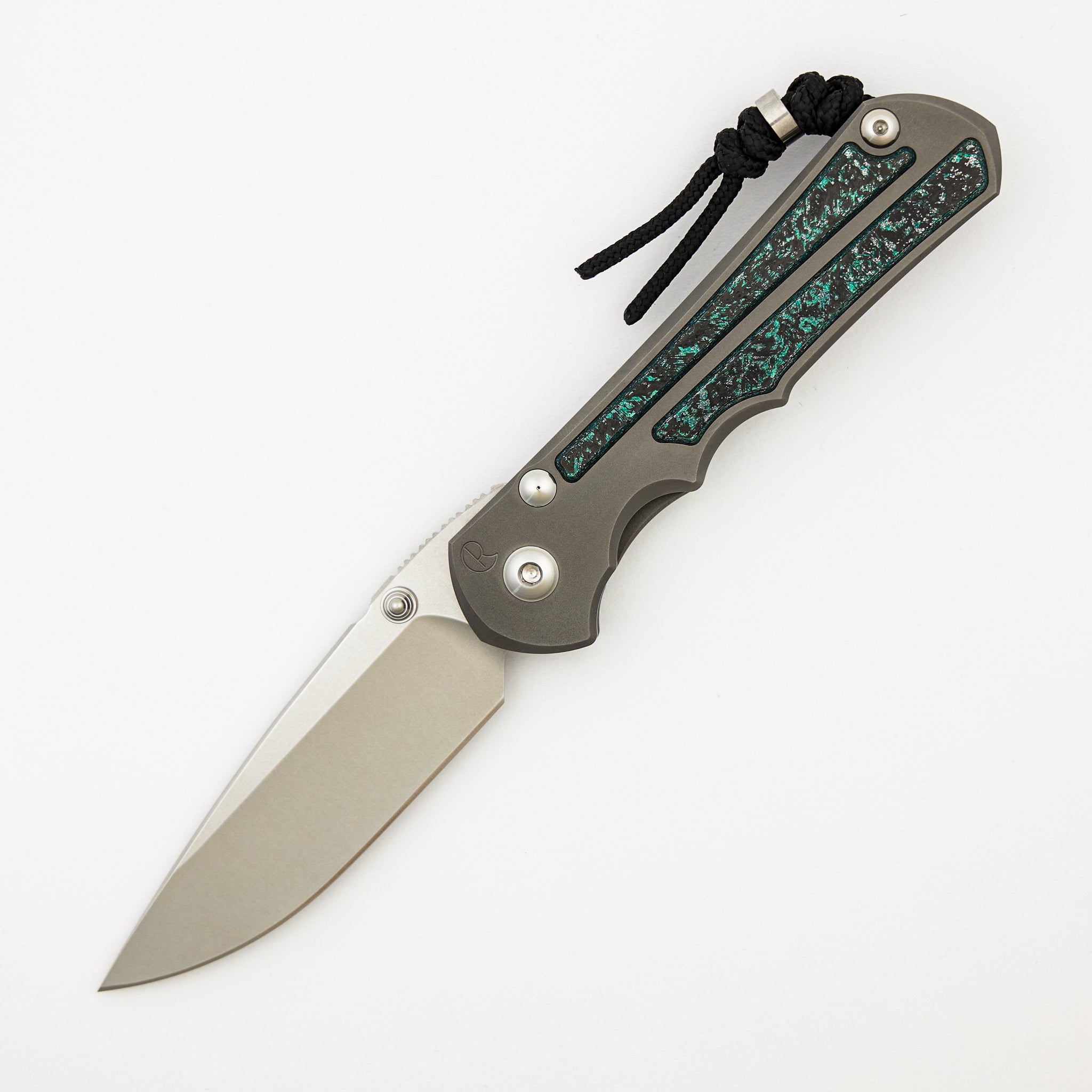R1 Invitational - Large Inkosi - Teal Magnetic CarboTi Inlay - Drop Point CPM MagnaCut Blade - MIM Clip