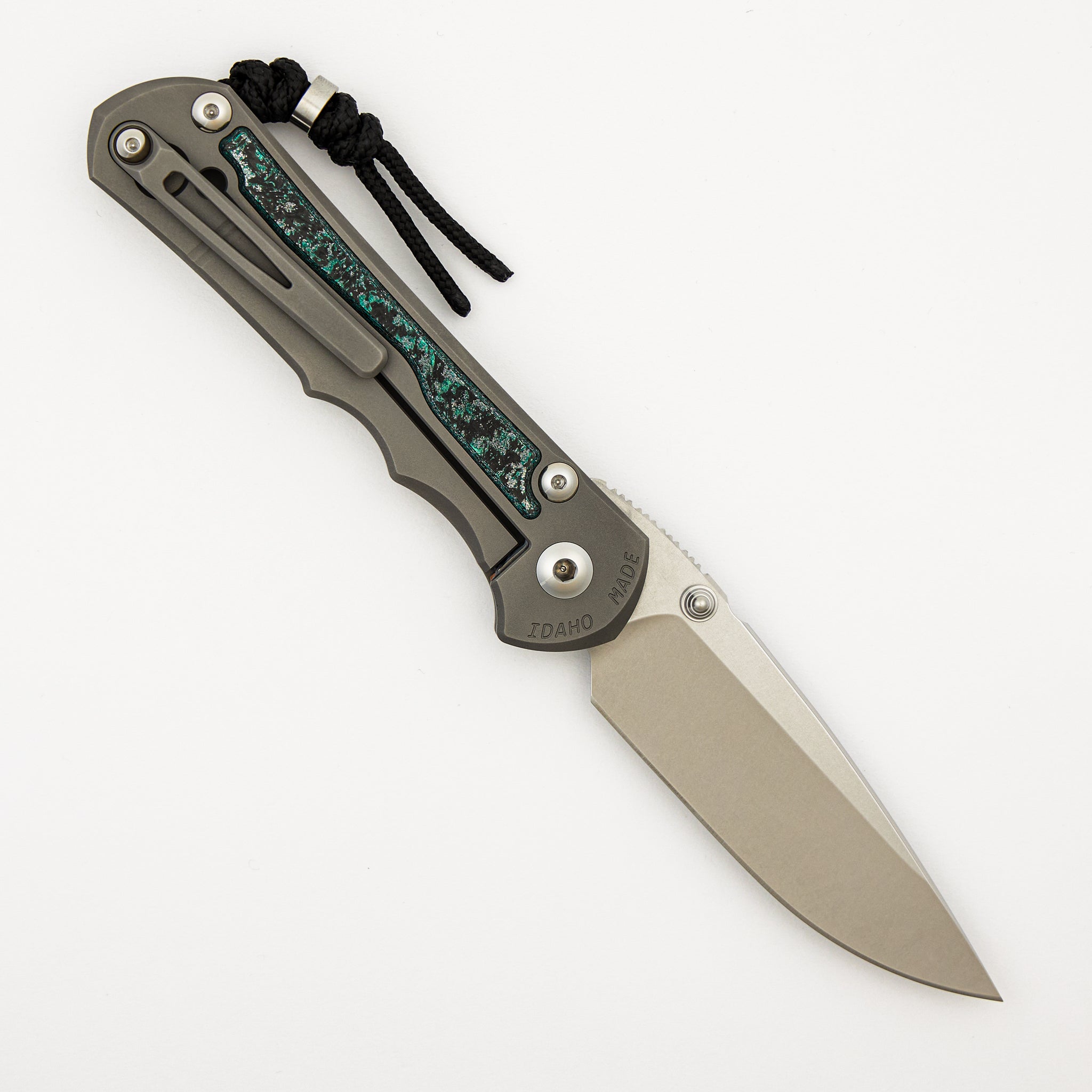 R1 Invitational - Large Inkosi - Teal Magnetic CarboTi Inlay - Drop Point CPM MagnaCut Blade - MIM Clip
