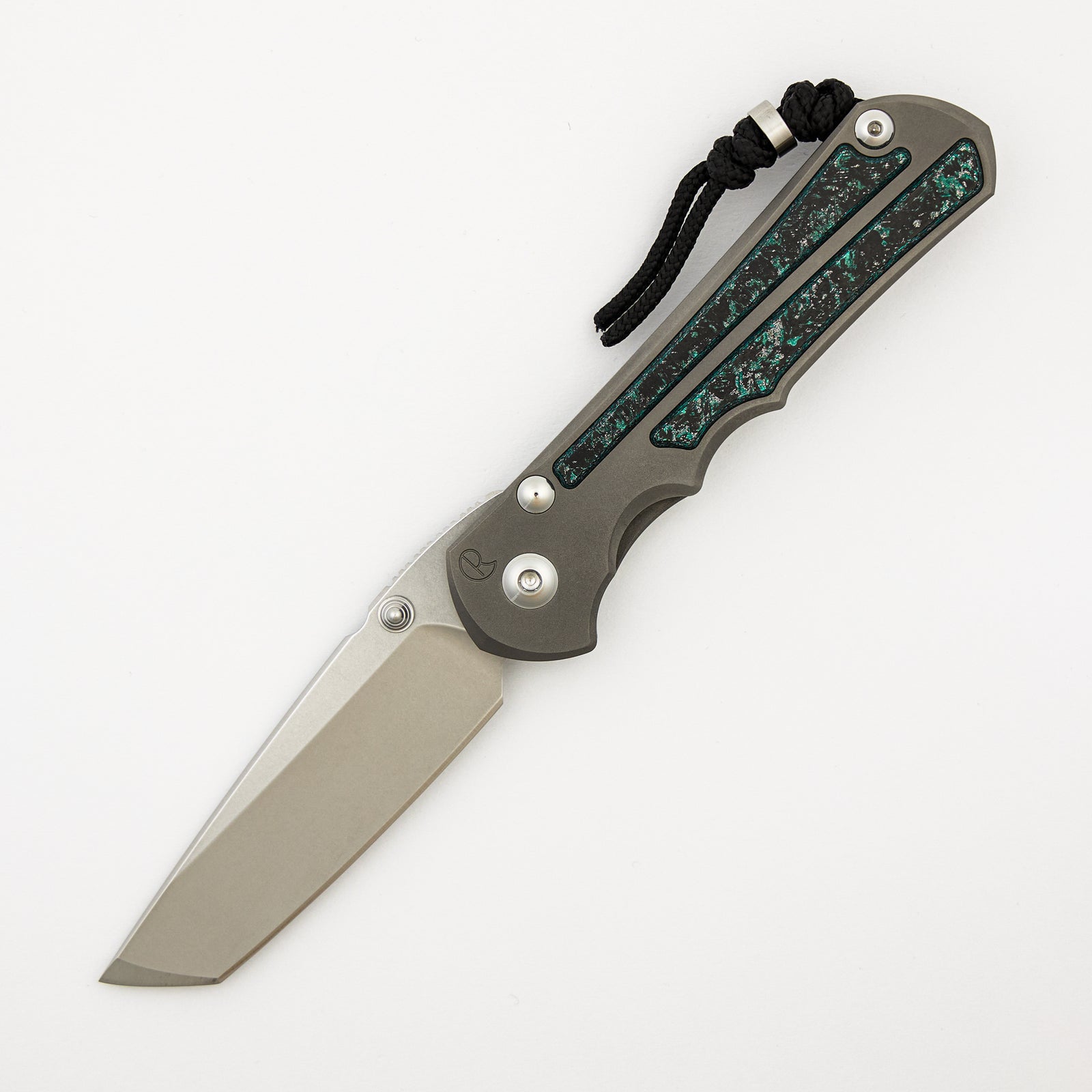 R1 Invitational - Large Inkosi - Teal Magnetic CarboTi Inlay - Tanto CPM MagnaCut Blade - MIM Clip