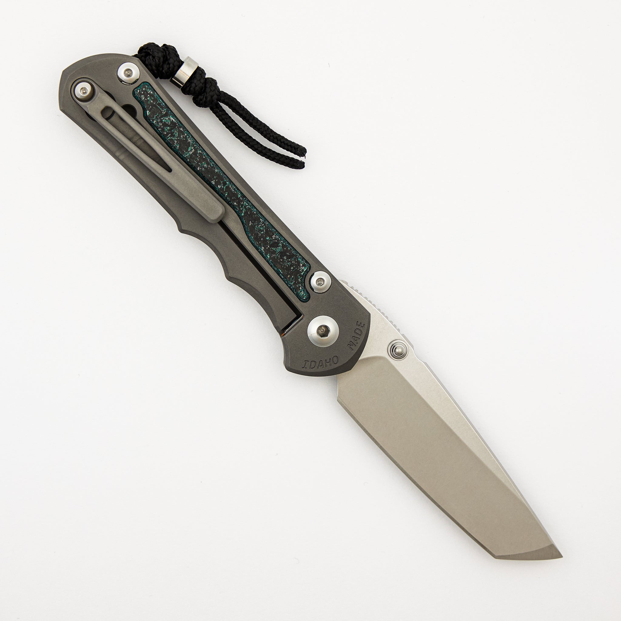 R1 Invitational - Large Inkosi - Teal Magnetic CarboTi Inlay - Tanto CPM MagnaCut Blade - MIM Clip