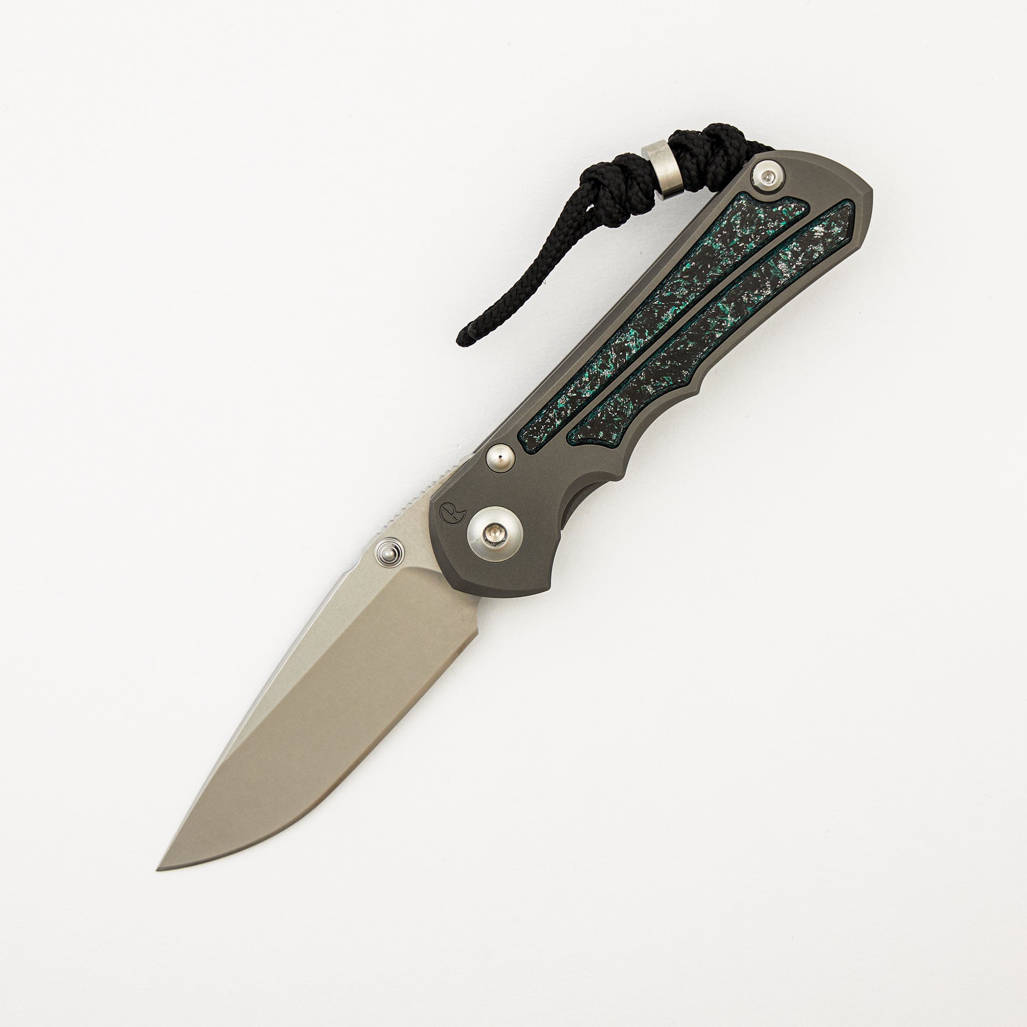 R1 Invitational - Small Inkosi - Teal Magnetic CarboTi Inlay - Drop Point CPM MagnaCut Blade - MIM Clip