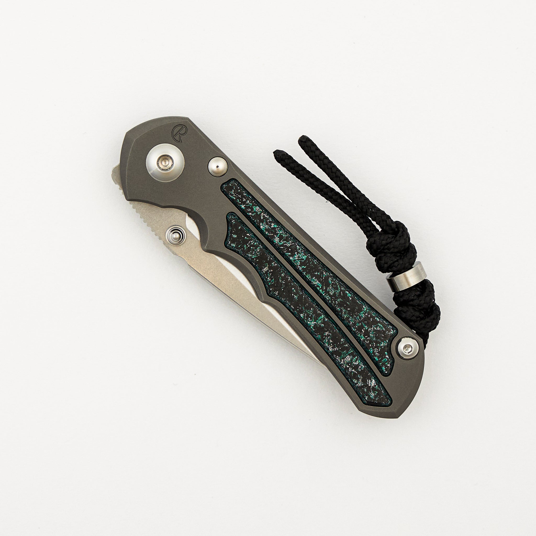 R1 Invitational - Small Inkosi - Teal Magnetic CarboTi Inlay - Drop Point CPM MagnaCut Blade - MIM Clip