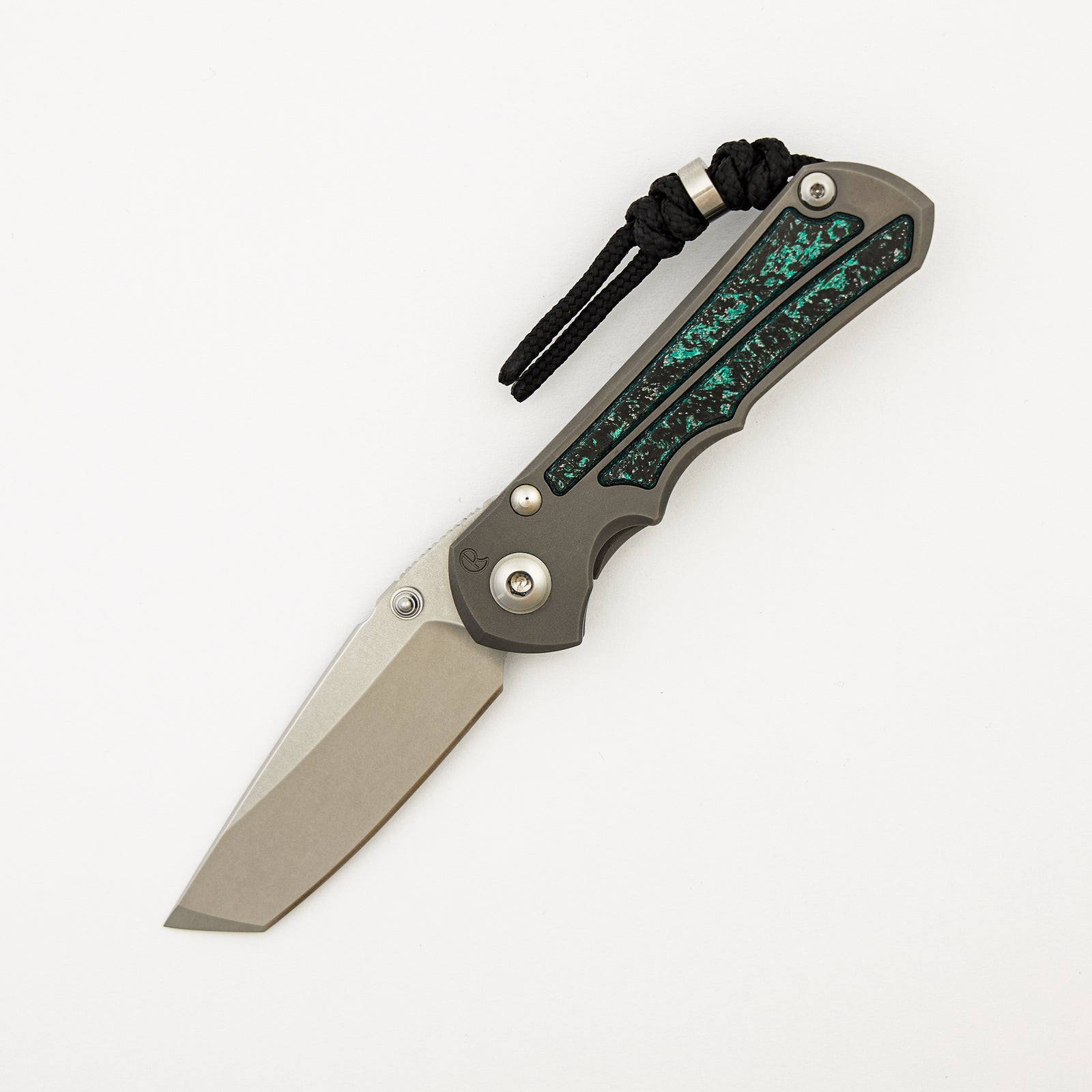 R1 Invitational - Small Inkosi - Teal Magnetic CarboTi Inlay - Tanto CPM MagnaCut Blade - MIM Clip
