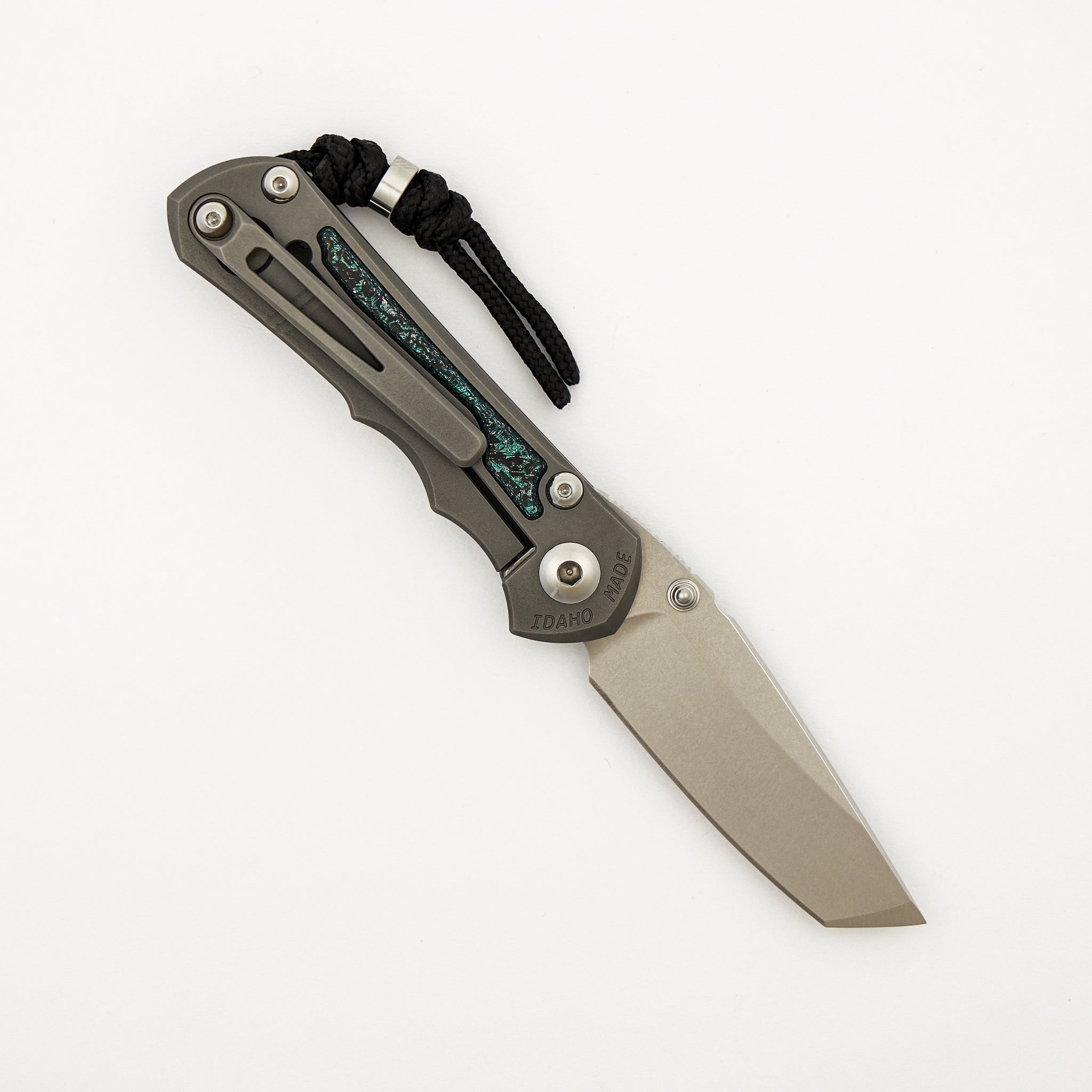 R1 Invitational - Small Inkosi - Teal Magnetic CarboTi Inlay - Tanto CPM MagnaCut Blade - MIM Clip