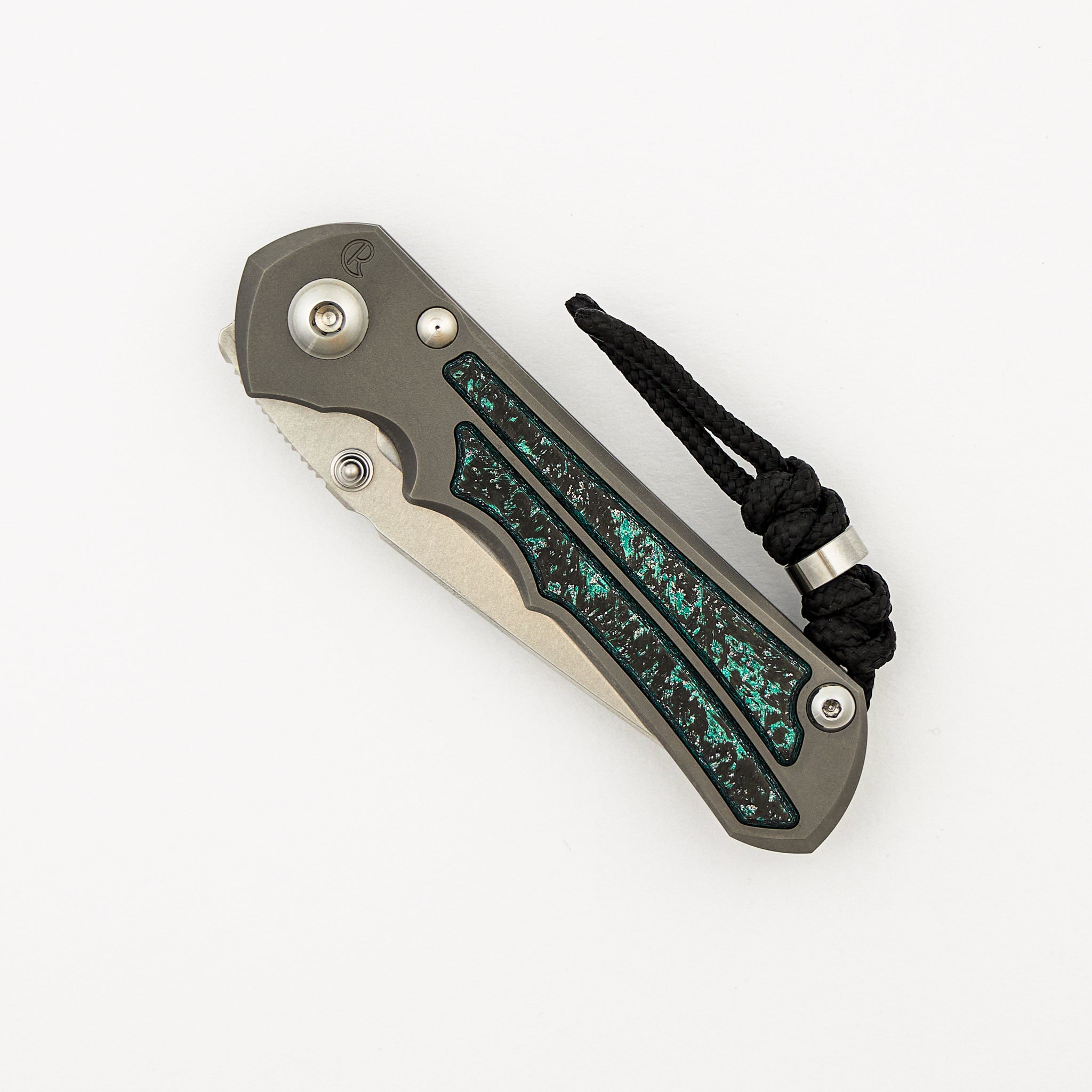 R1 Invitational - Small Inkosi - Teal Magnetic CarboTi Inlay - Tanto CPM MagnaCut Blade - MIM Clip
