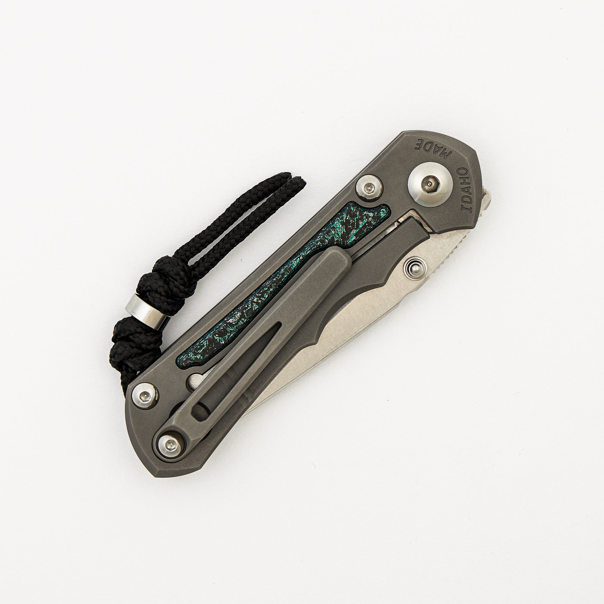 R1 Invitational - Small Inkosi - Teal Magnetic CarboTi Inlay - Tanto CPM MagnaCut Blade - MIM Clip