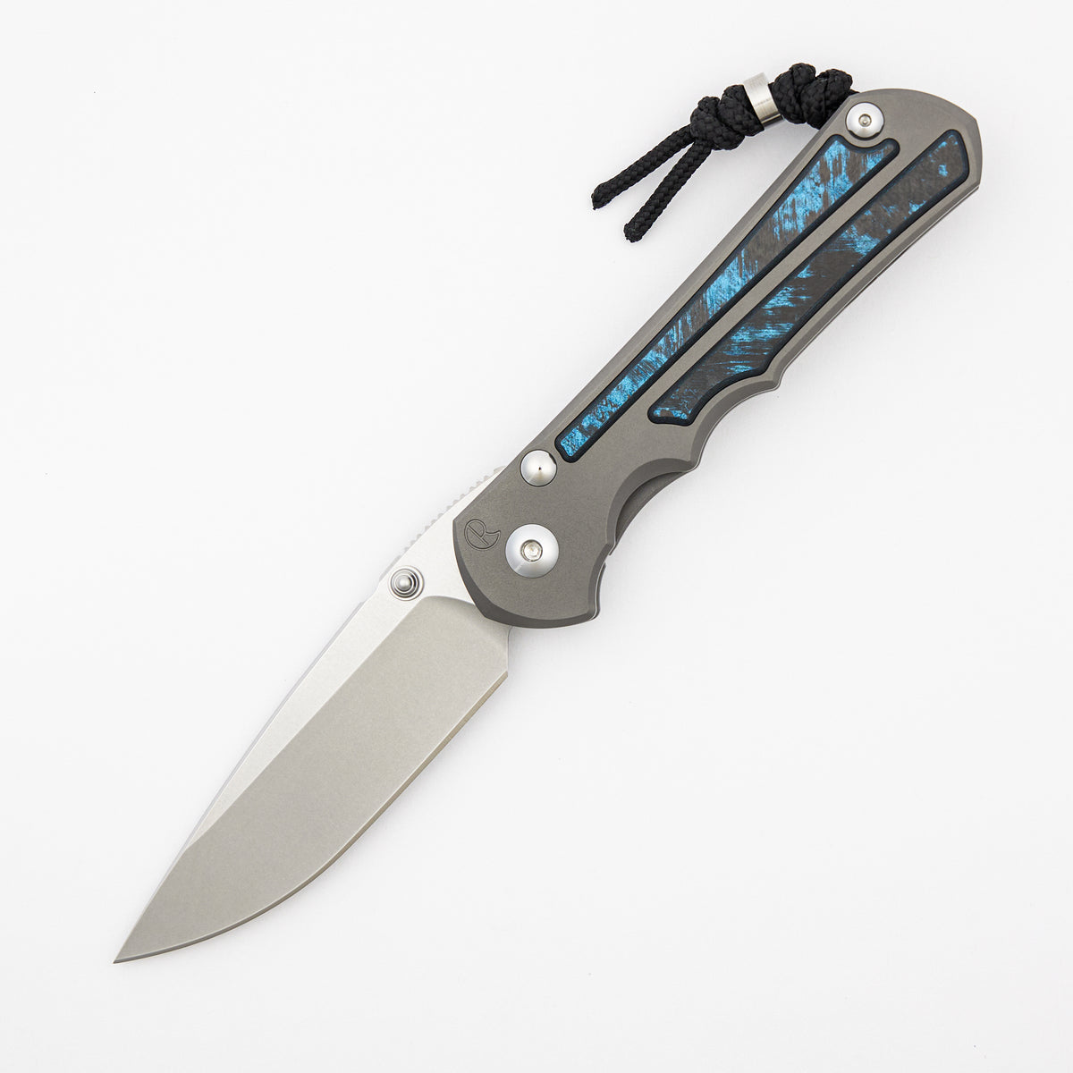 Large Inkosi - Ocean Blue CarboTi Inlay - Drop Point CPM MagnaCut Blade - MIM Clip