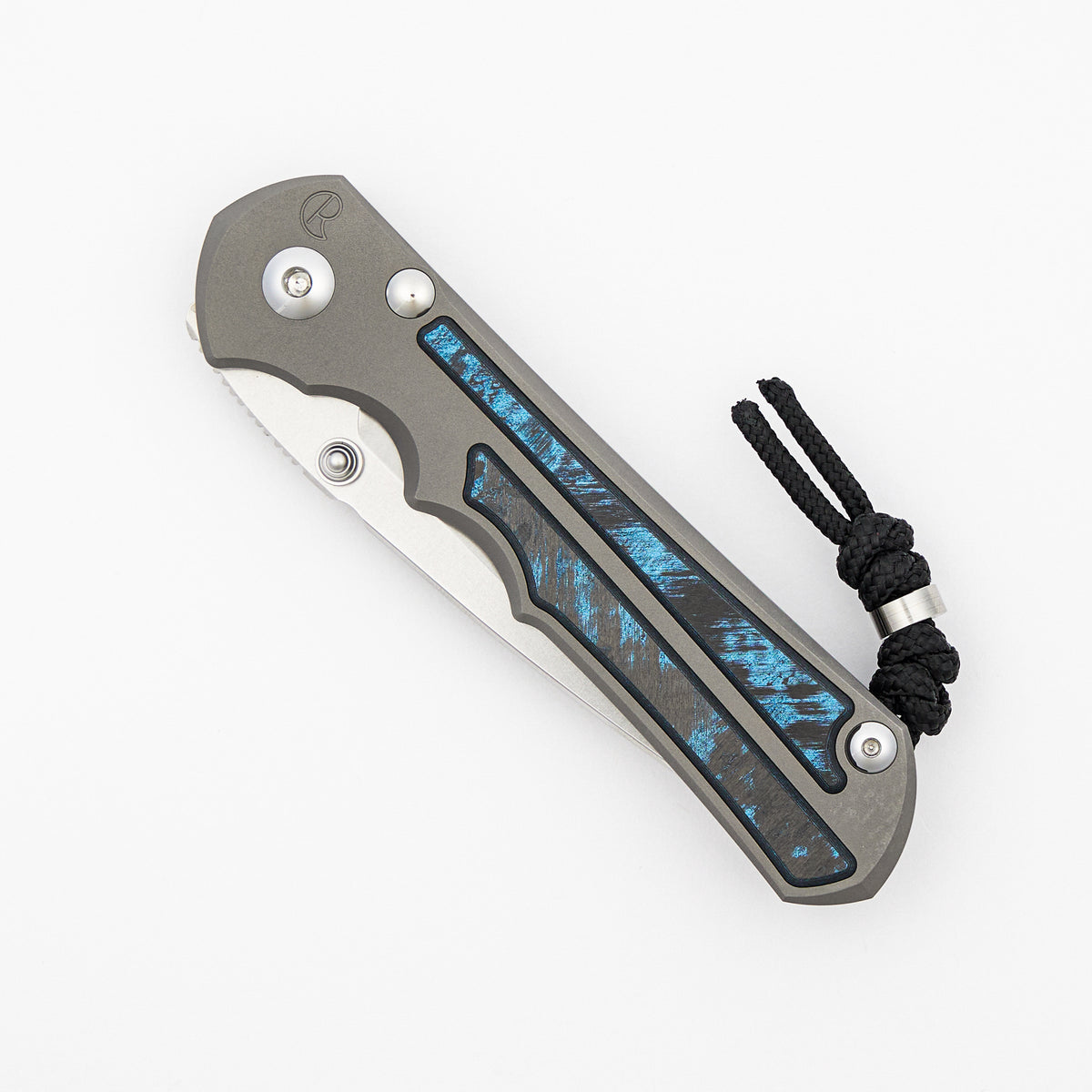 Large Inkosi - Ocean Blue CarboTi Inlay - Drop Point CPM MagnaCut Blade - MIM Clip