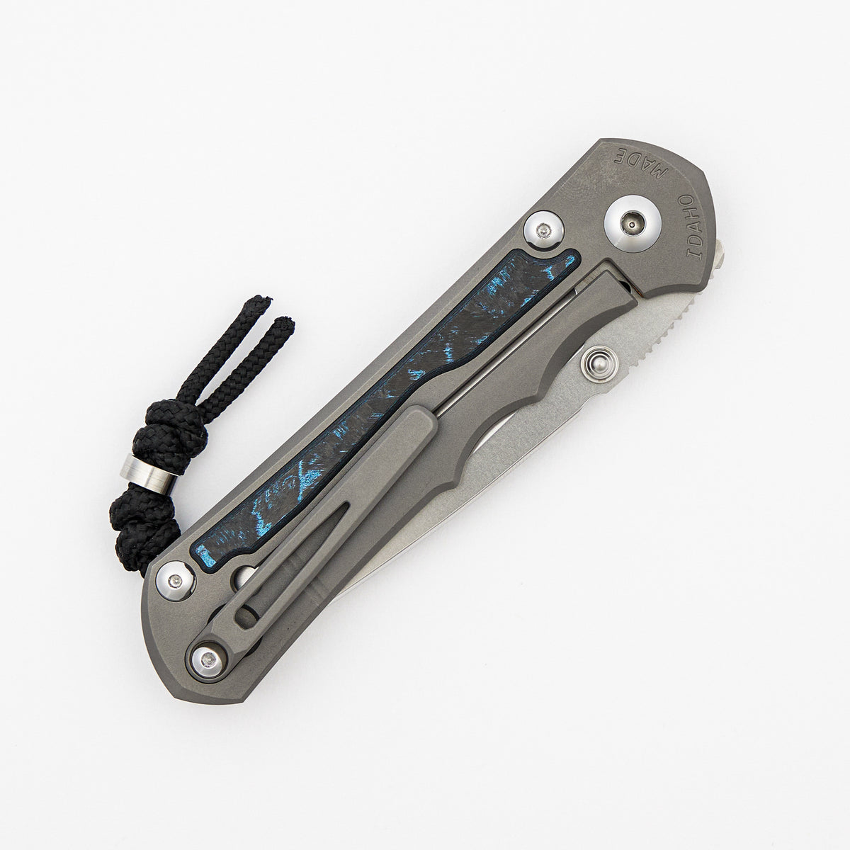 Large Inkosi - Ocean Blue CarboTi Inlay - Drop Point CPM MagnaCut Blade - MIM Clip