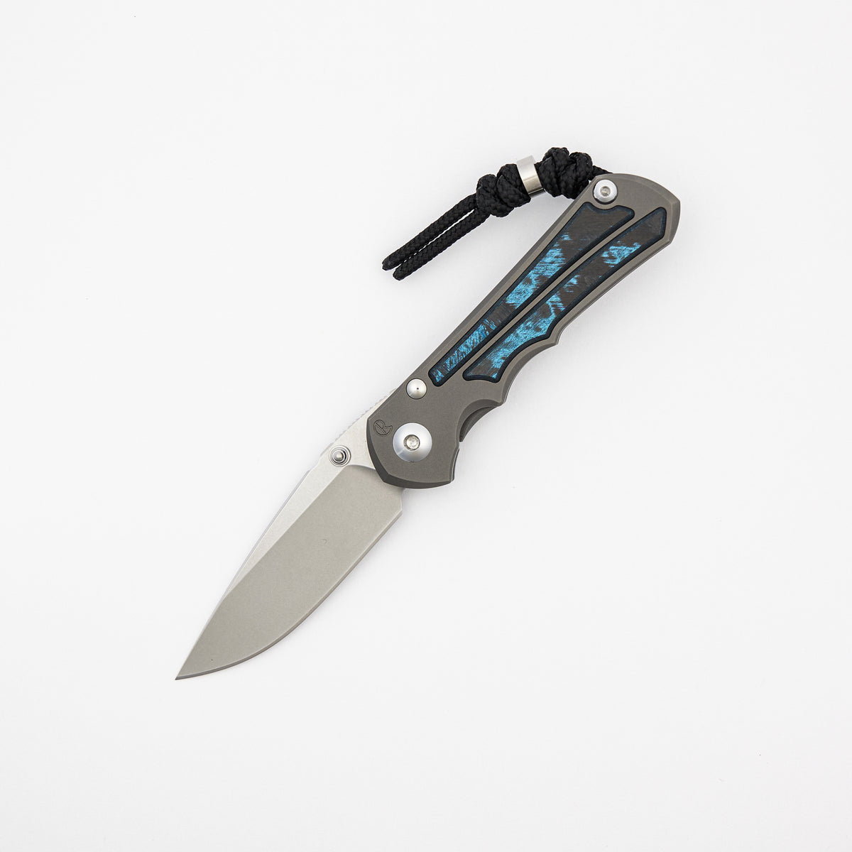 Small Inkosi - Ocean Blue CarboTi Inlay - Drop Point CPM MagnaCut Blade - MIM Clip