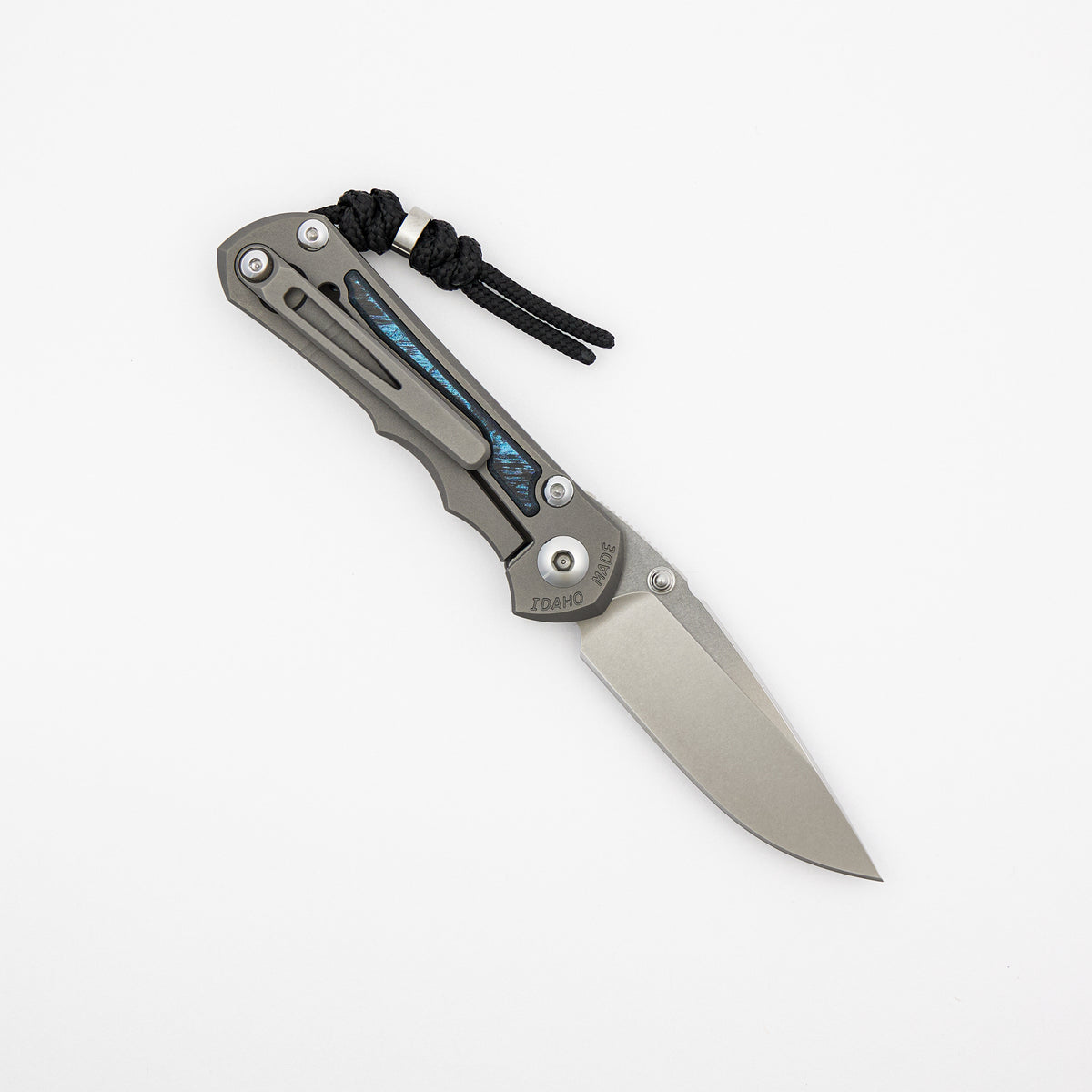 Small Inkosi - Ocean Blue CarboTi Inlay - Drop Point CPM MagnaCut Blade - MIM Clip