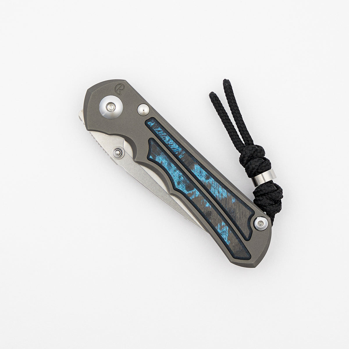 Small Inkosi - Ocean Blue CarboTi Inlay - Drop Point CPM MagnaCut Blade - MIM Clip