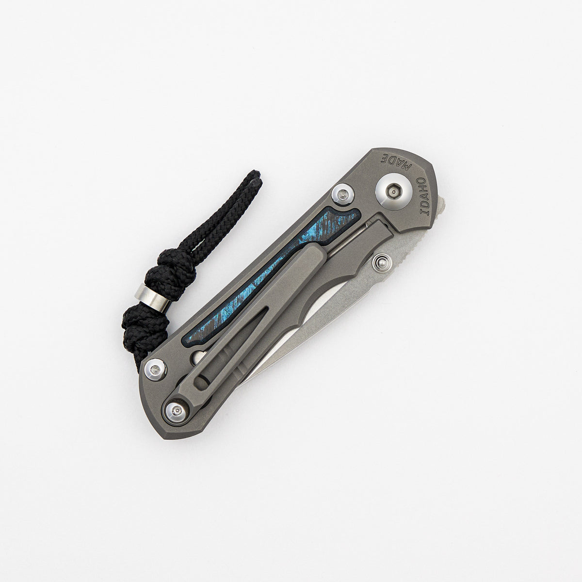 Small Inkosi - Ocean Blue CarboTi Inlay - Drop Point CPM MagnaCut Blade - MIM Clip