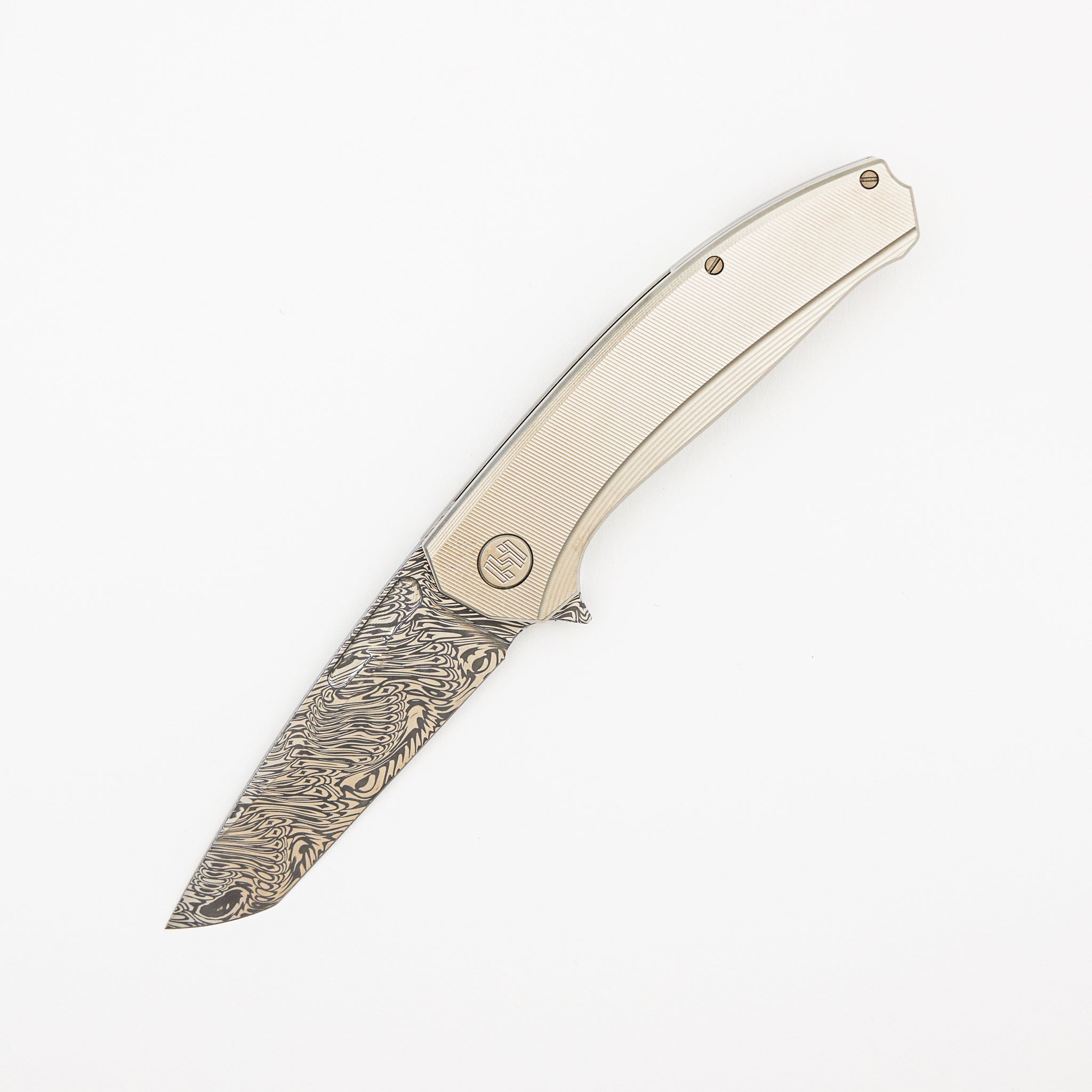 Mini Veli - Textured Titanium Handle - Damasteel Grabak Blade