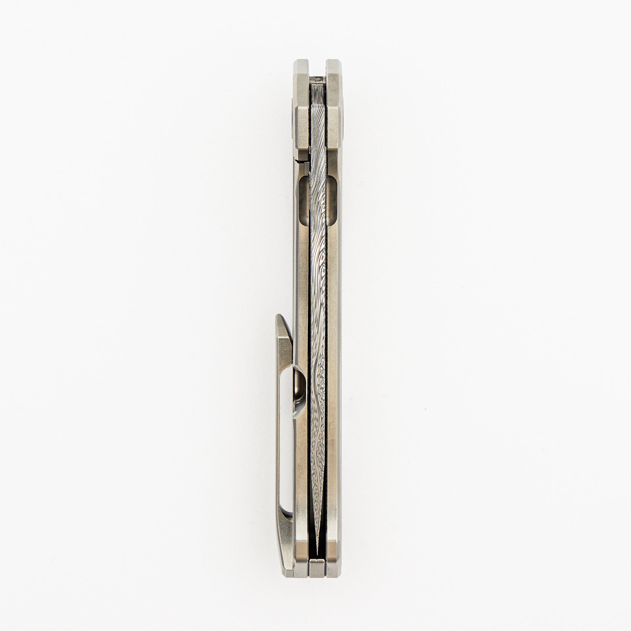 Mini Veli - Textured Titanium Handle - Damasteel Grabak Blade