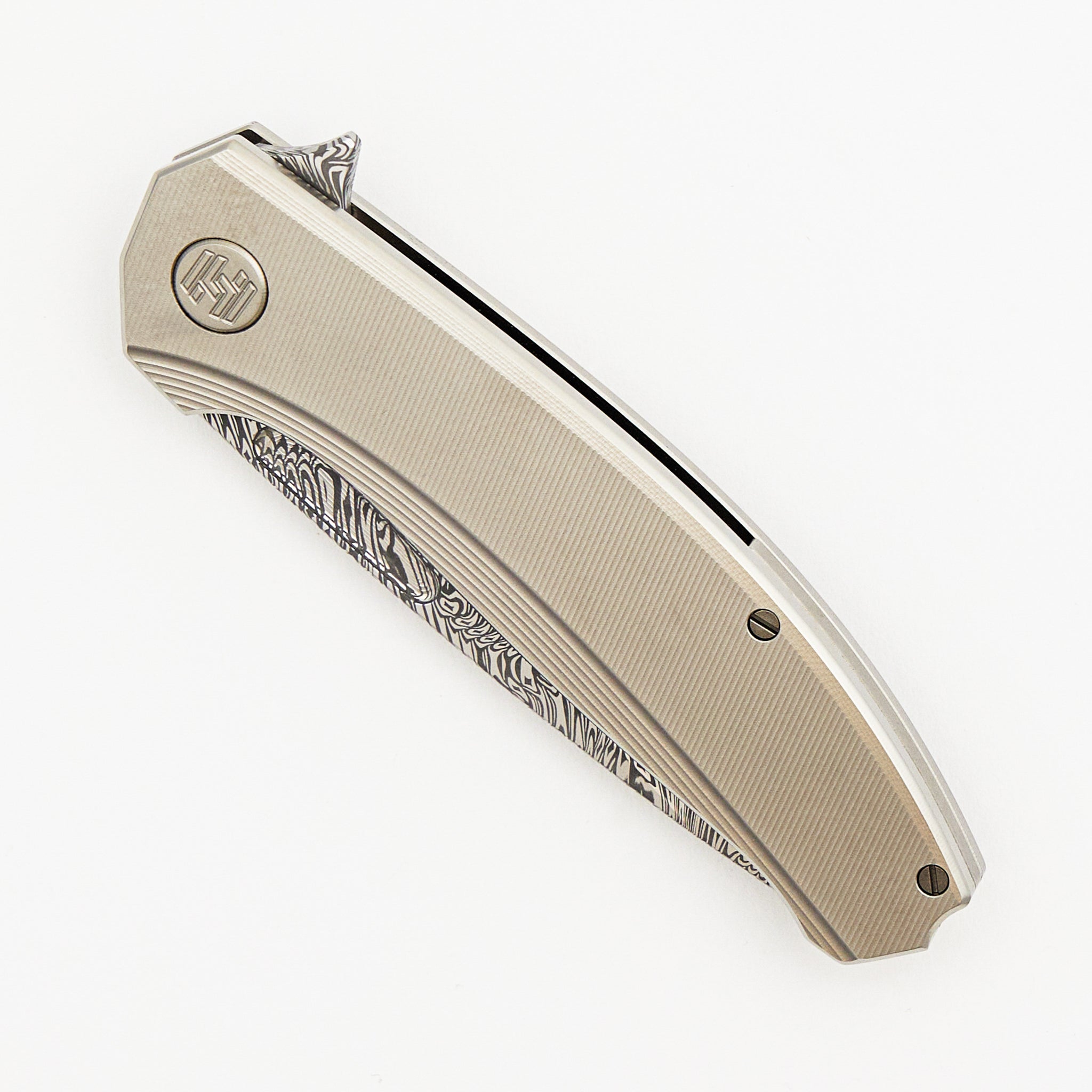 Mini Veli - Textured Titanium Handle - Damasteel Grabak Blade