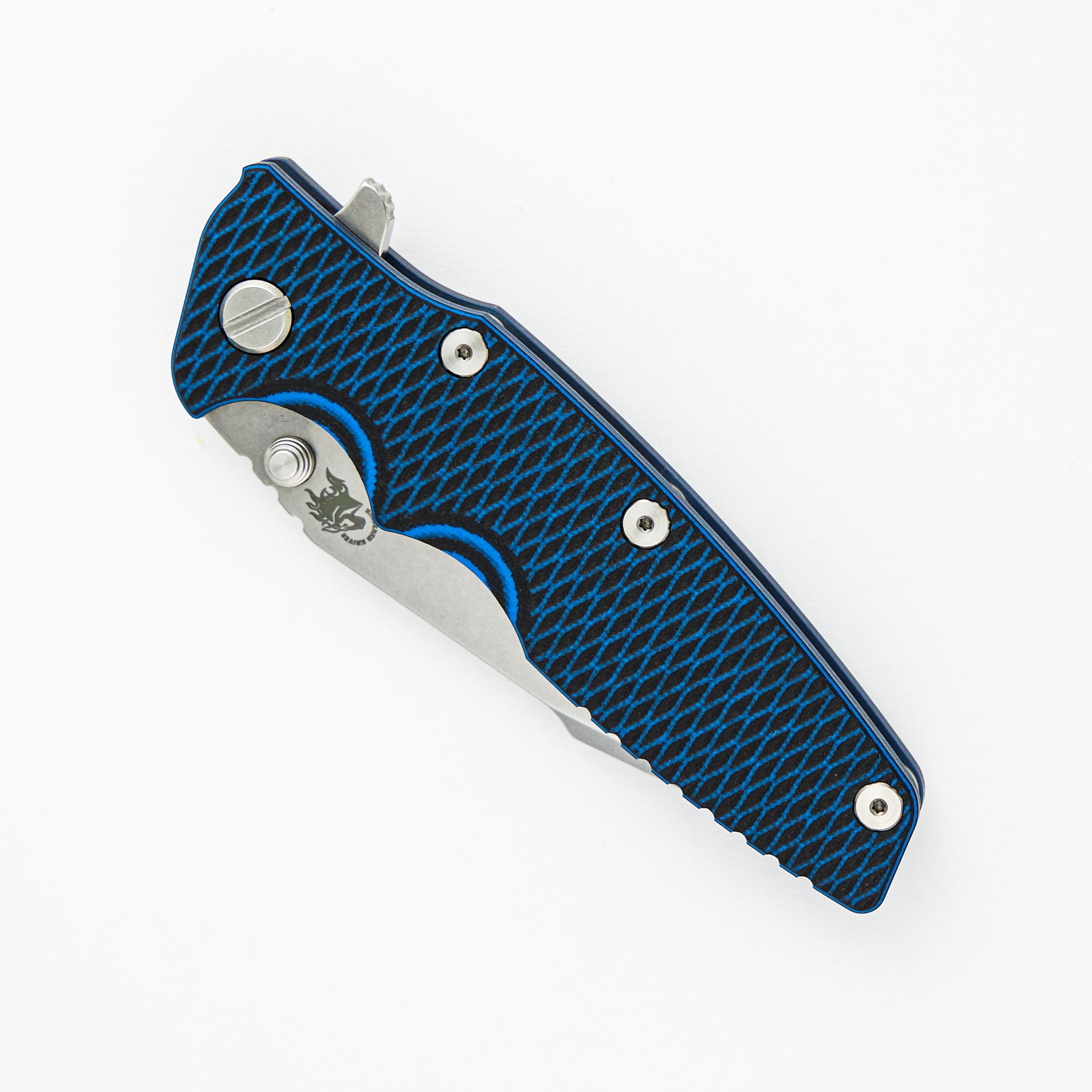 Hinderer Knives Eklipse 3.5" - S45VN Harpoon Tanto - Tri-Way - Battle Blue - Stonewash Blade - Blue/Black G10