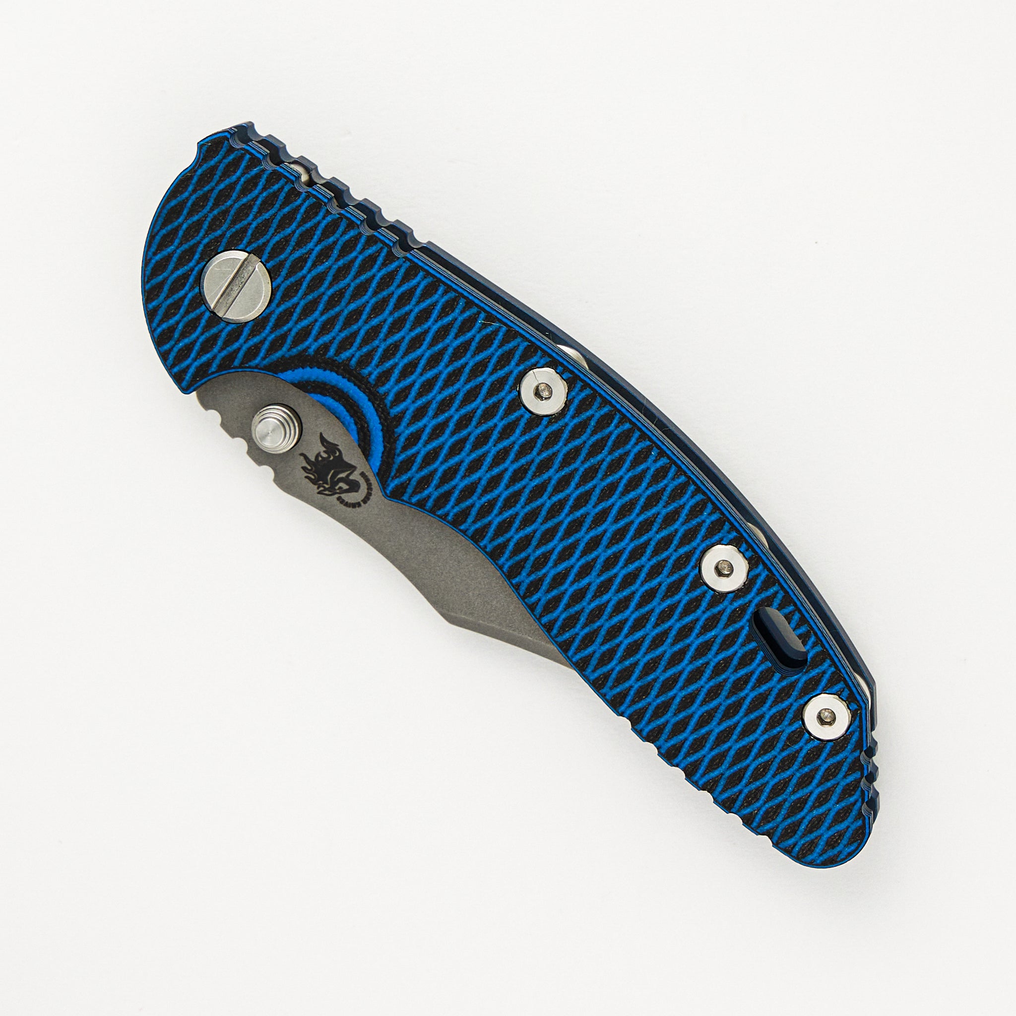 Hinderer Knives XM-18 3.5″ – Bowie S45VN – Non Flipper - Tri-Way – Battle Blue – Blue/Black G10