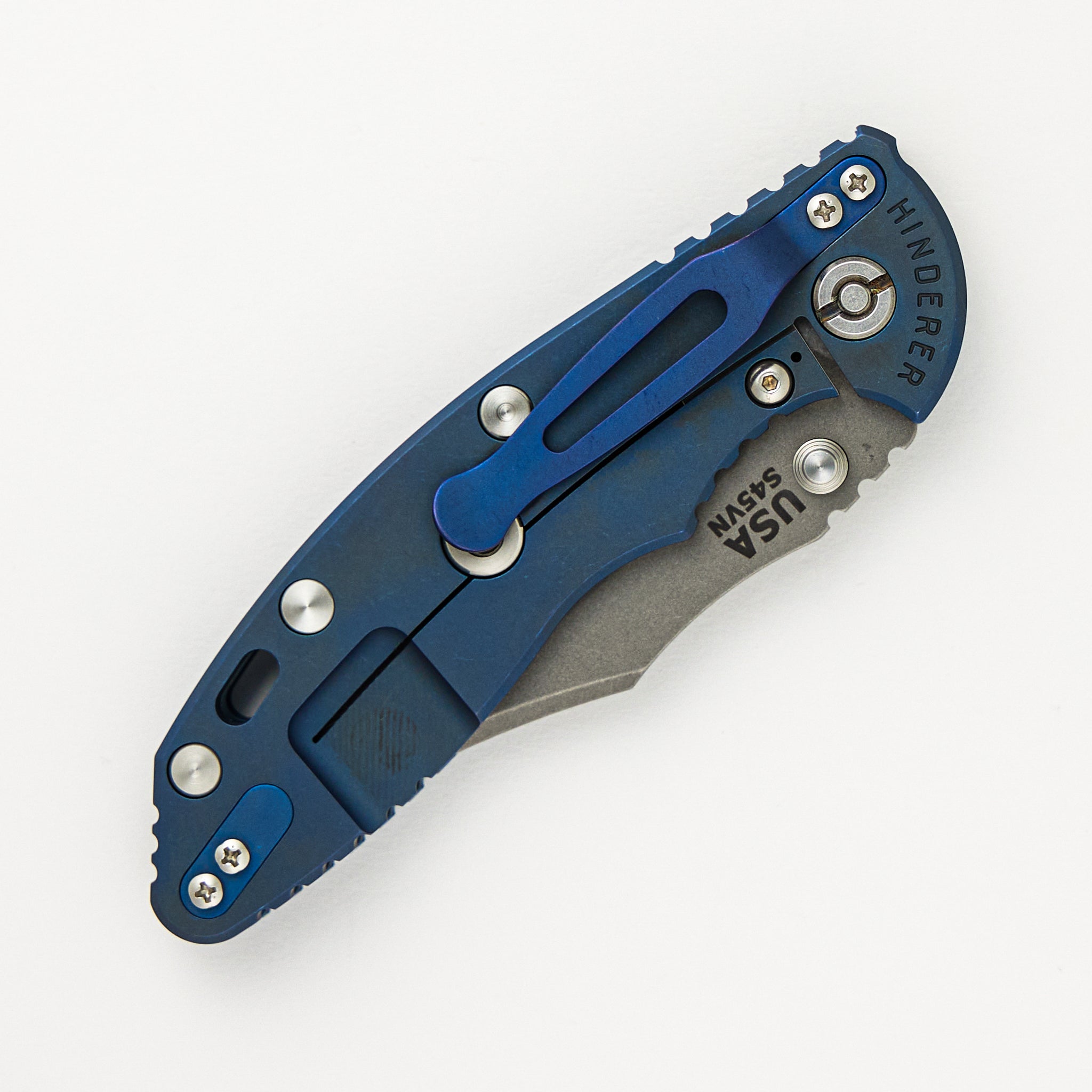 Hinderer Knives XM-18 3.5″ – Bowie S45VN – Non Flipper - Tri-Way – Battle Blue – Blue/Black G10