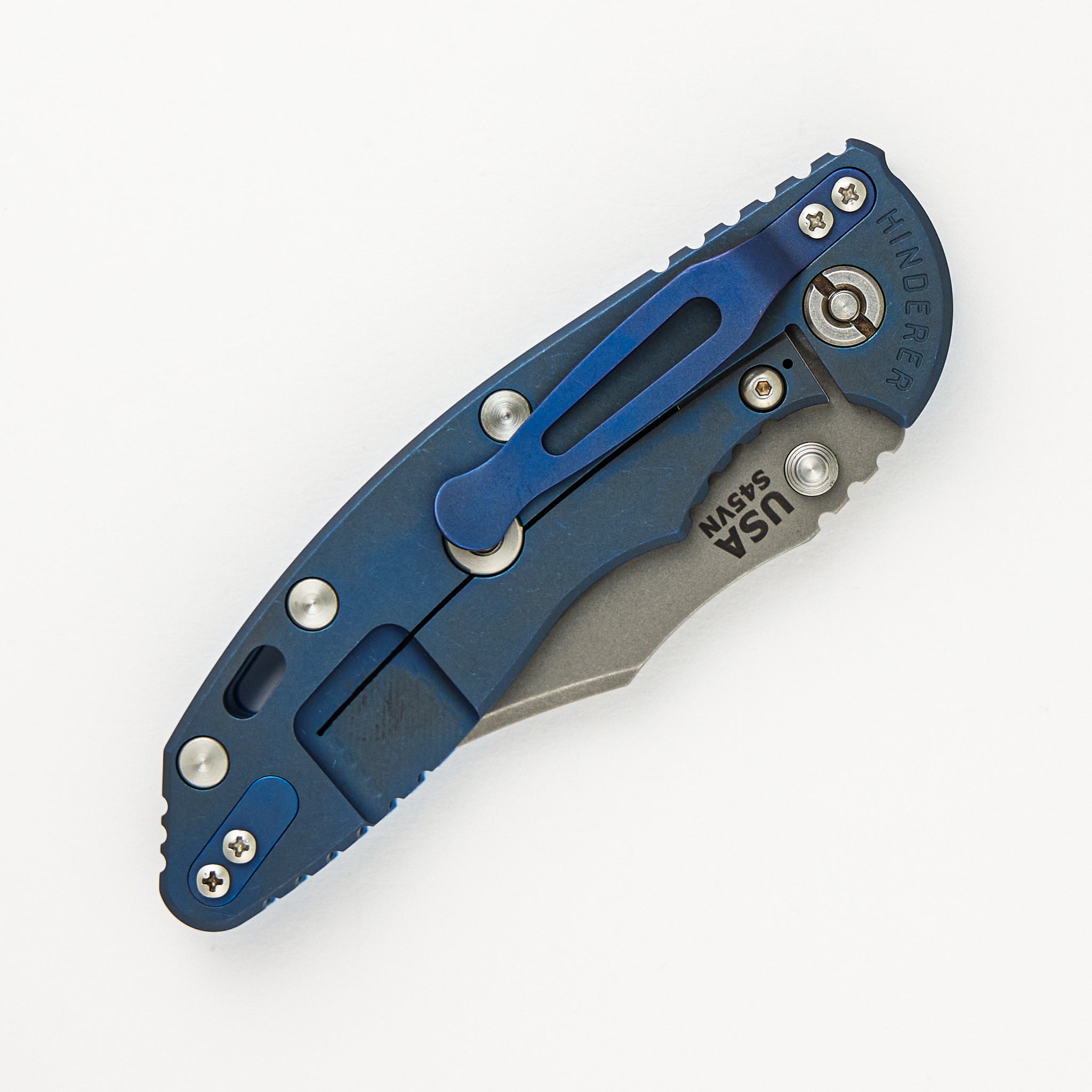 Hinderer Knives XM-18 3.5″ – Bowie S45VN – Non Flipper - Tri-Way – Battle Blue – Blue G10