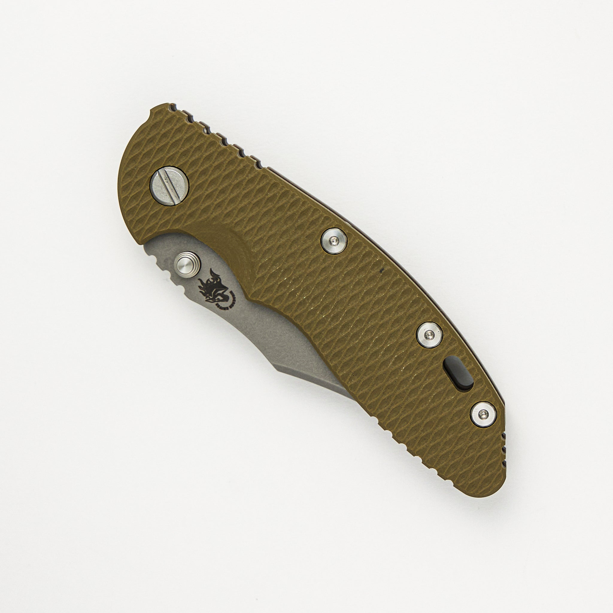 Hinderer Knives XM-18 3.5″ - Bowie S45VN - Non Flipper - Tri-Way - Battle Bronze - OD Green G10