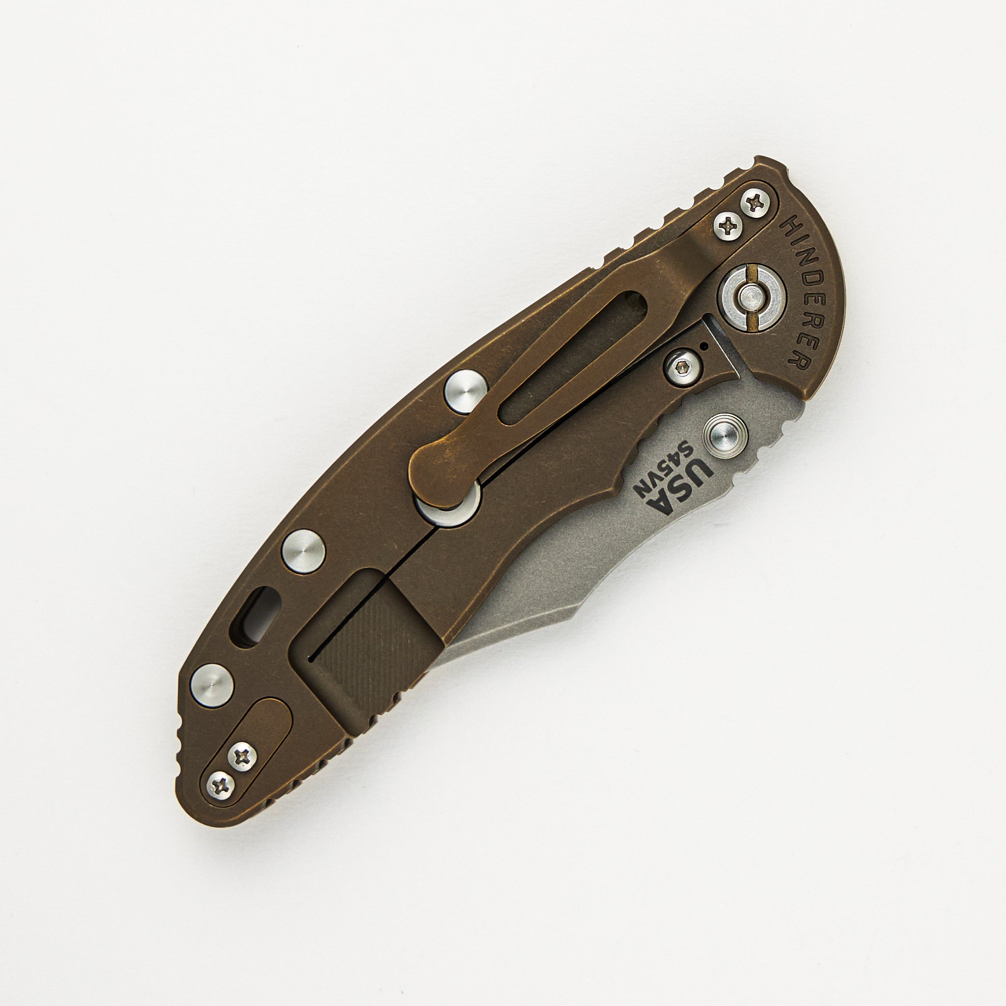 Hinderer Knives XM-18 3.5″ - Bowie S45VN - Non Flipper - Tri-Way - Battle Bronze - Coyote G10