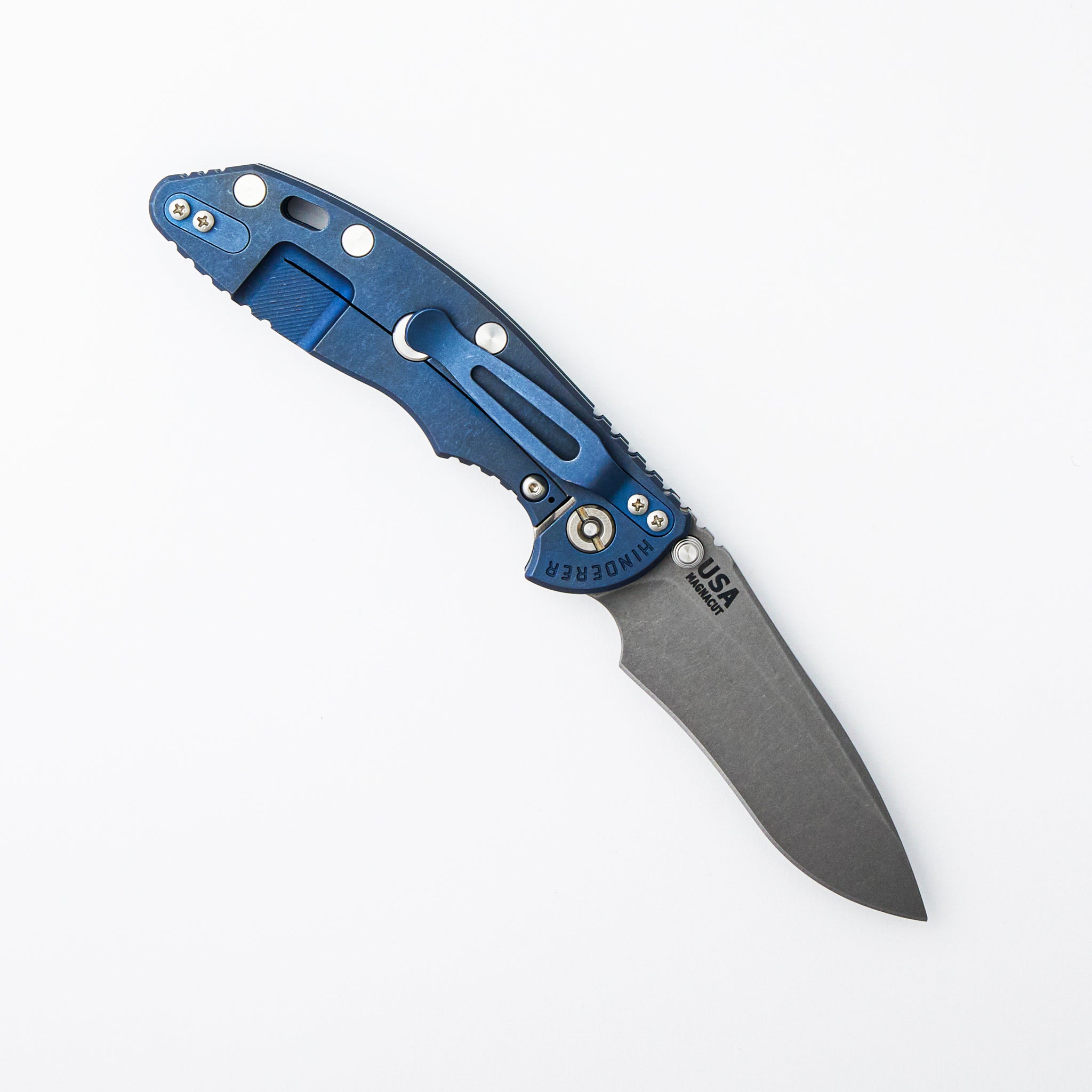 XM-18 3.5″ - MagnaCut Recurve - Non Flipper - Tri-Way - Battle Blue - Black G10