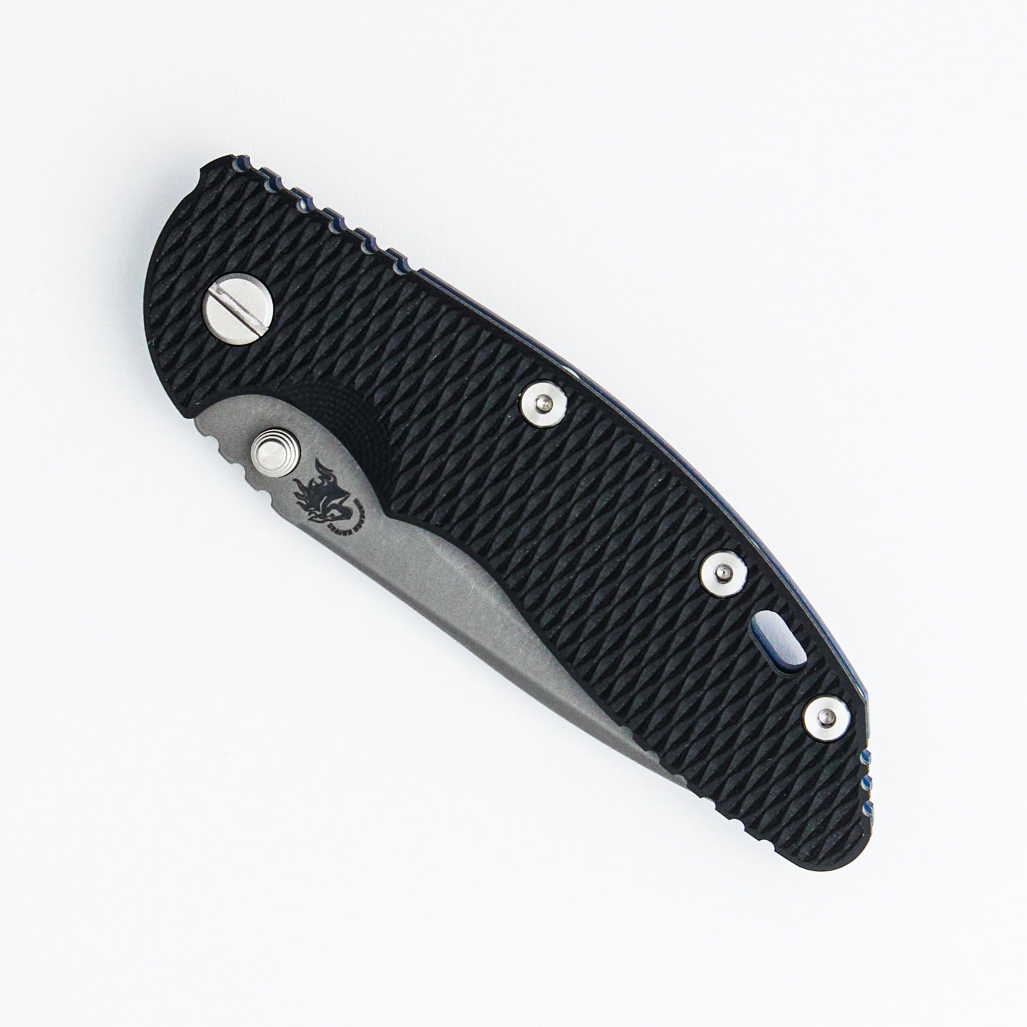 XM-18 3.5″ - MagnaCut Recurve - Non Flipper - Tri-Way - Battle Blue - Black G10