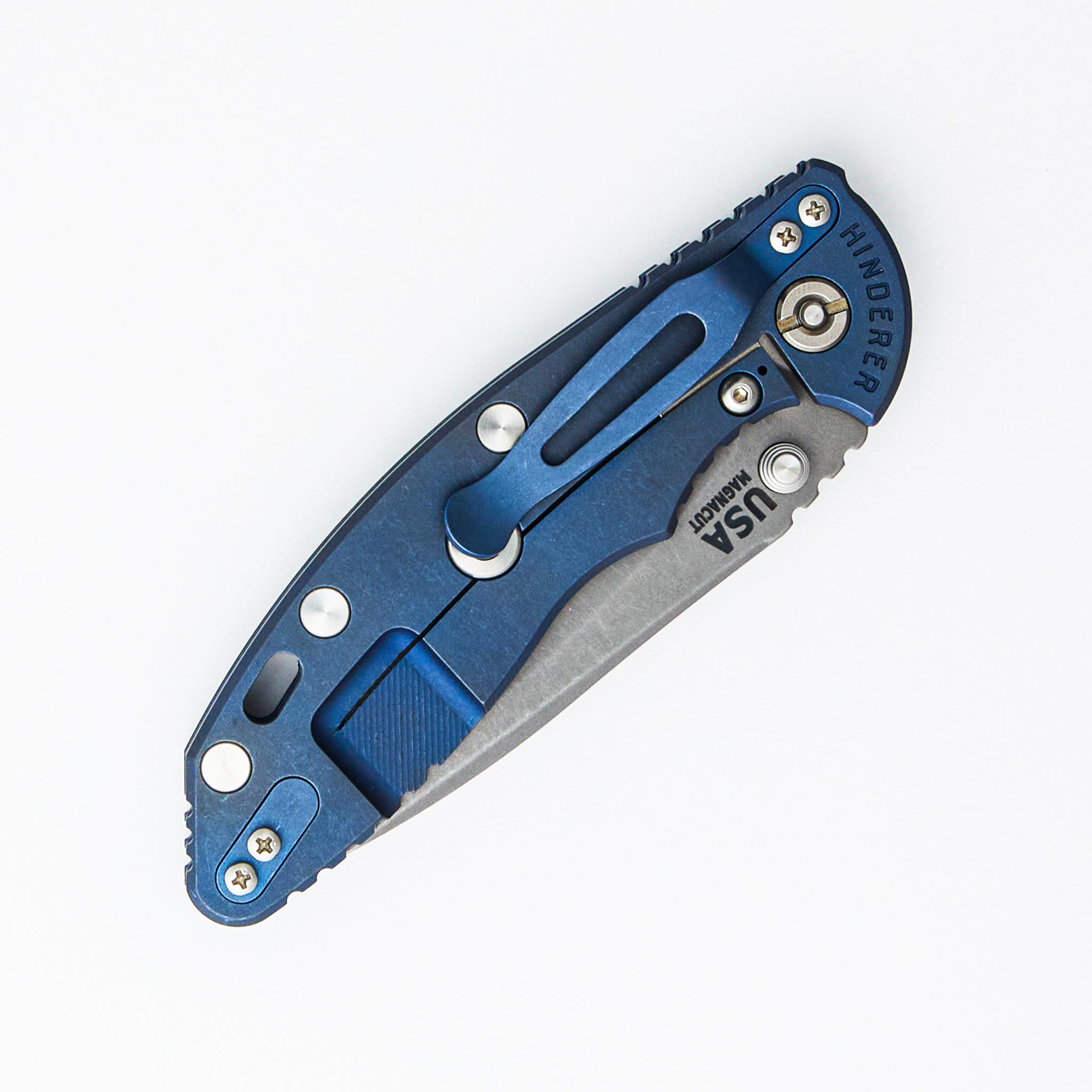 XM-18 3.5″ - MagnaCut Recurve - Non Flipper - Tri-Way - Battle Blue - Black G10