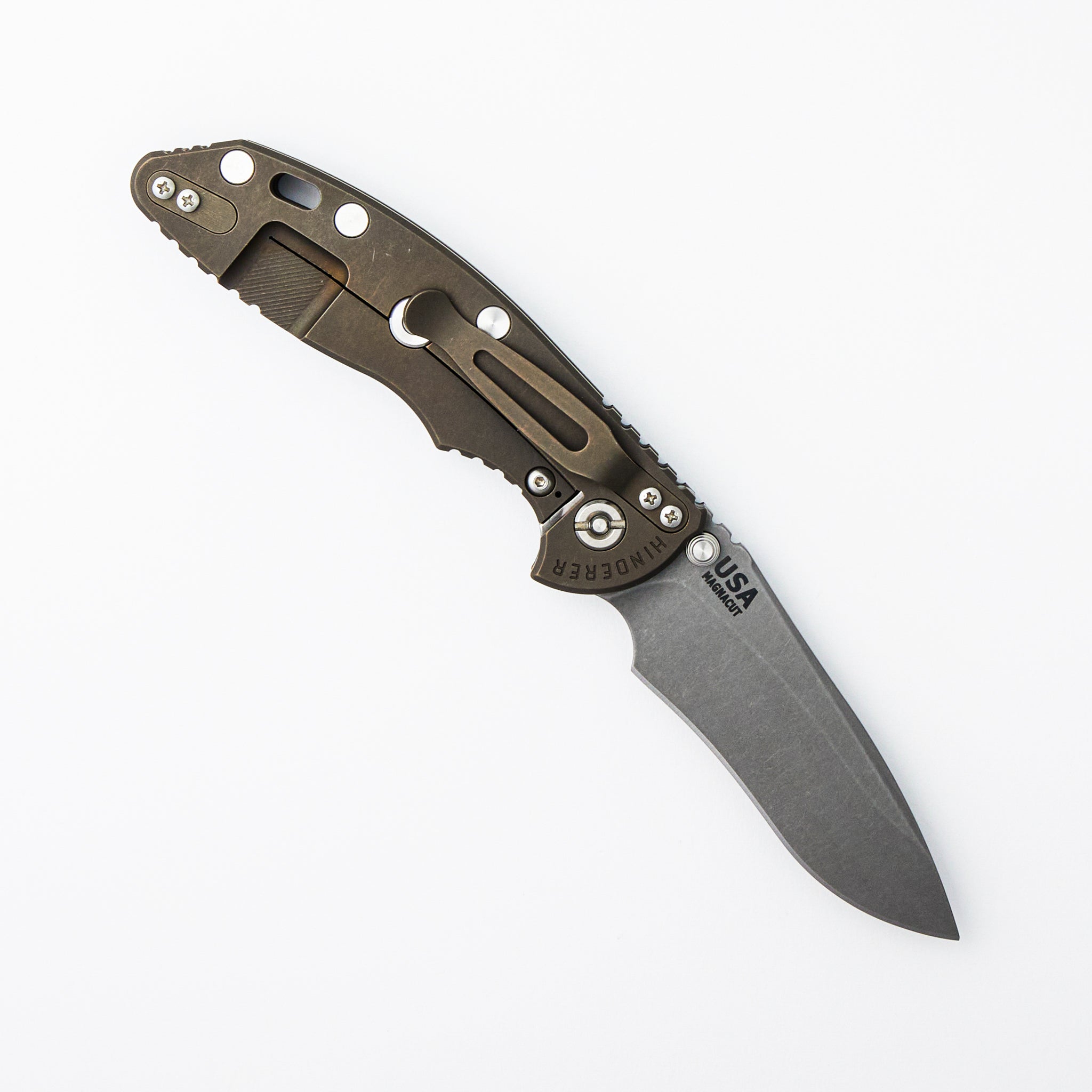 XM-18 3.5″ - MagnaCut Recurve - Non Flipper - Tri-Way - Battle Bronze - Black G10
