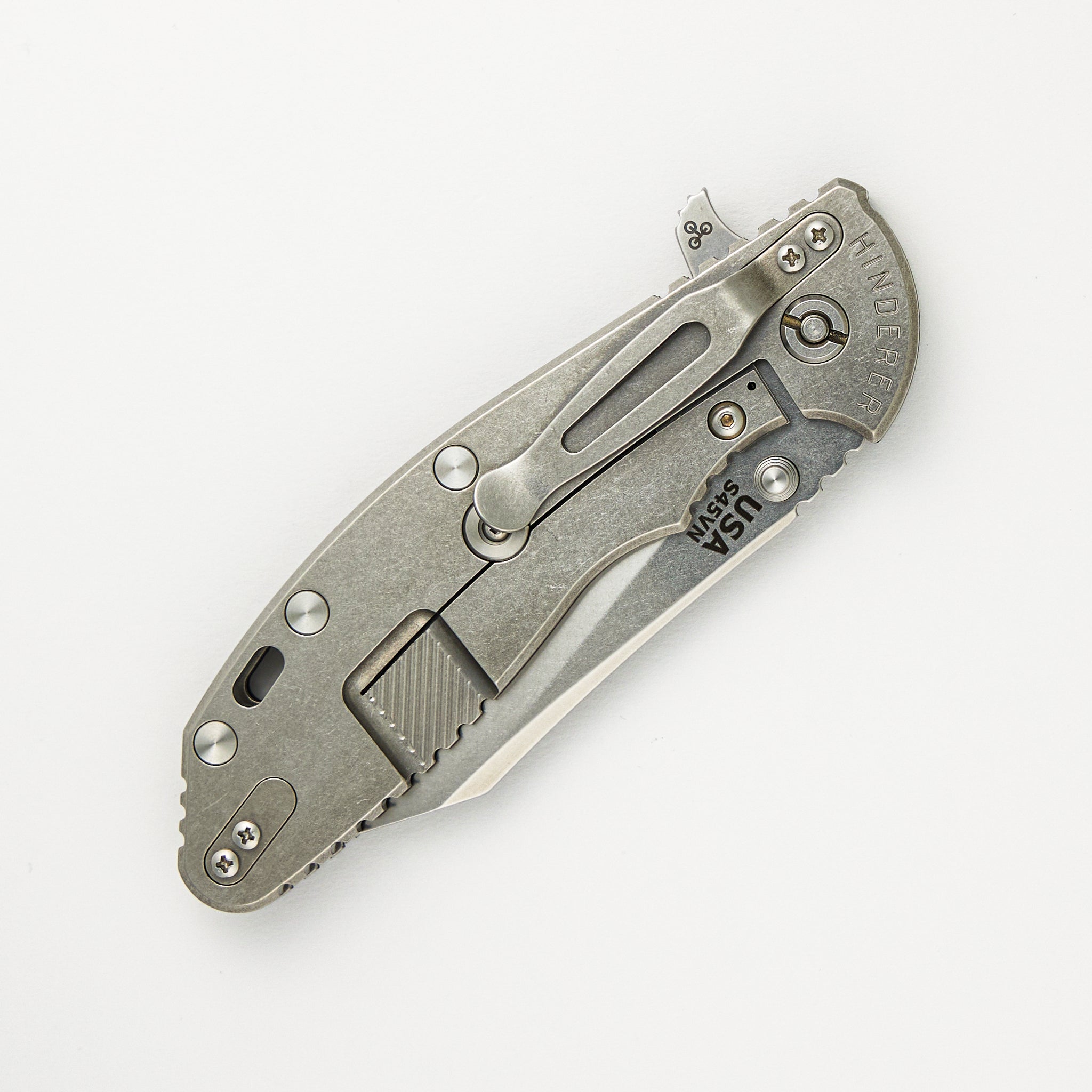 Hinderer Knives XM-24 4.0″ – Skinny Wharncliffe S45VN – Tri-Way – Stonewash – Black G10