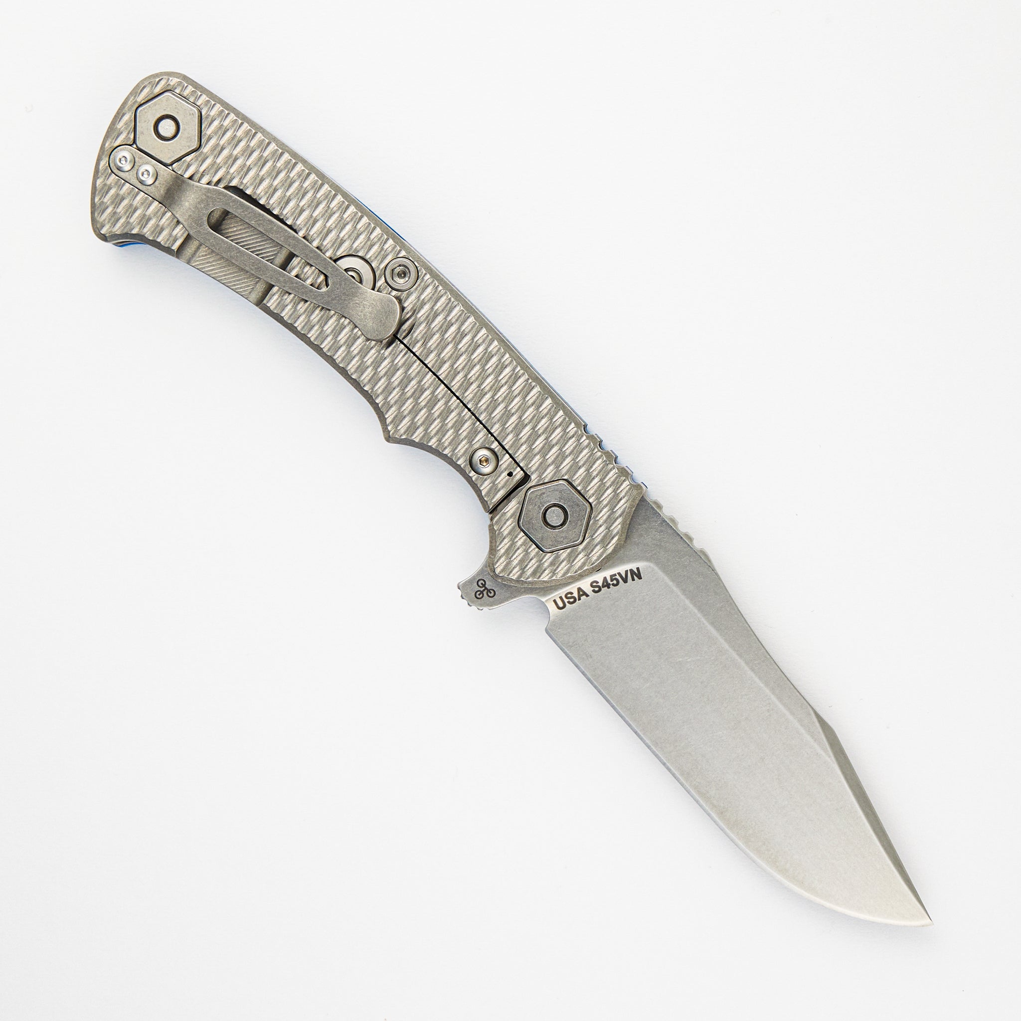 Hinderer Knives Project X - S45VN - Clip Point - Tri-Way - Stonewash - Blue G10