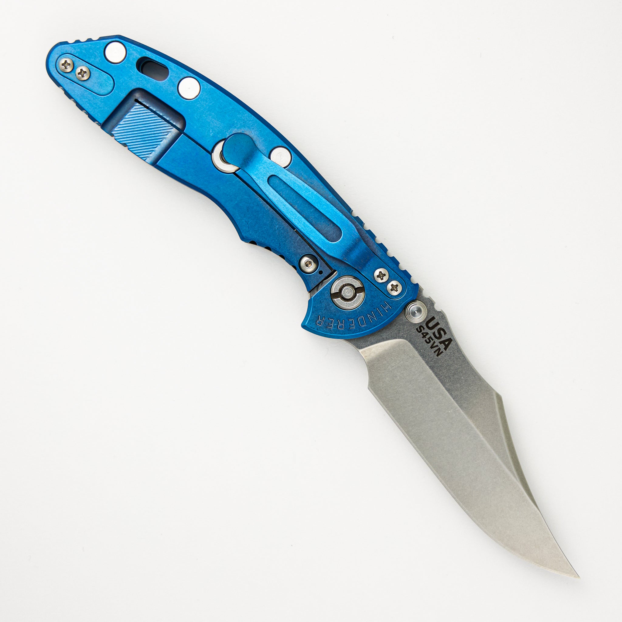 XM-18 3.5" S45VN Bowie Non Flipper Tri-Way Stonewash Blue Black G10