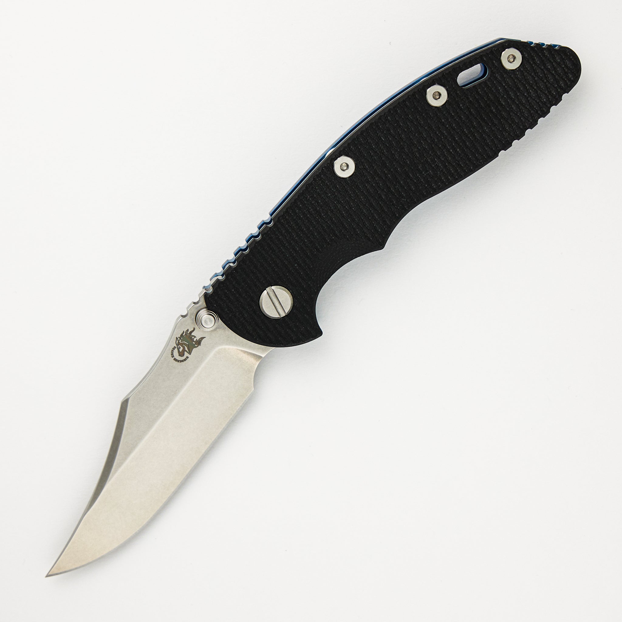 Hinderer Knives XM-18 3.5" S45VN Bowie Non Flipper Tri-Way Stonewash Blue Black G10