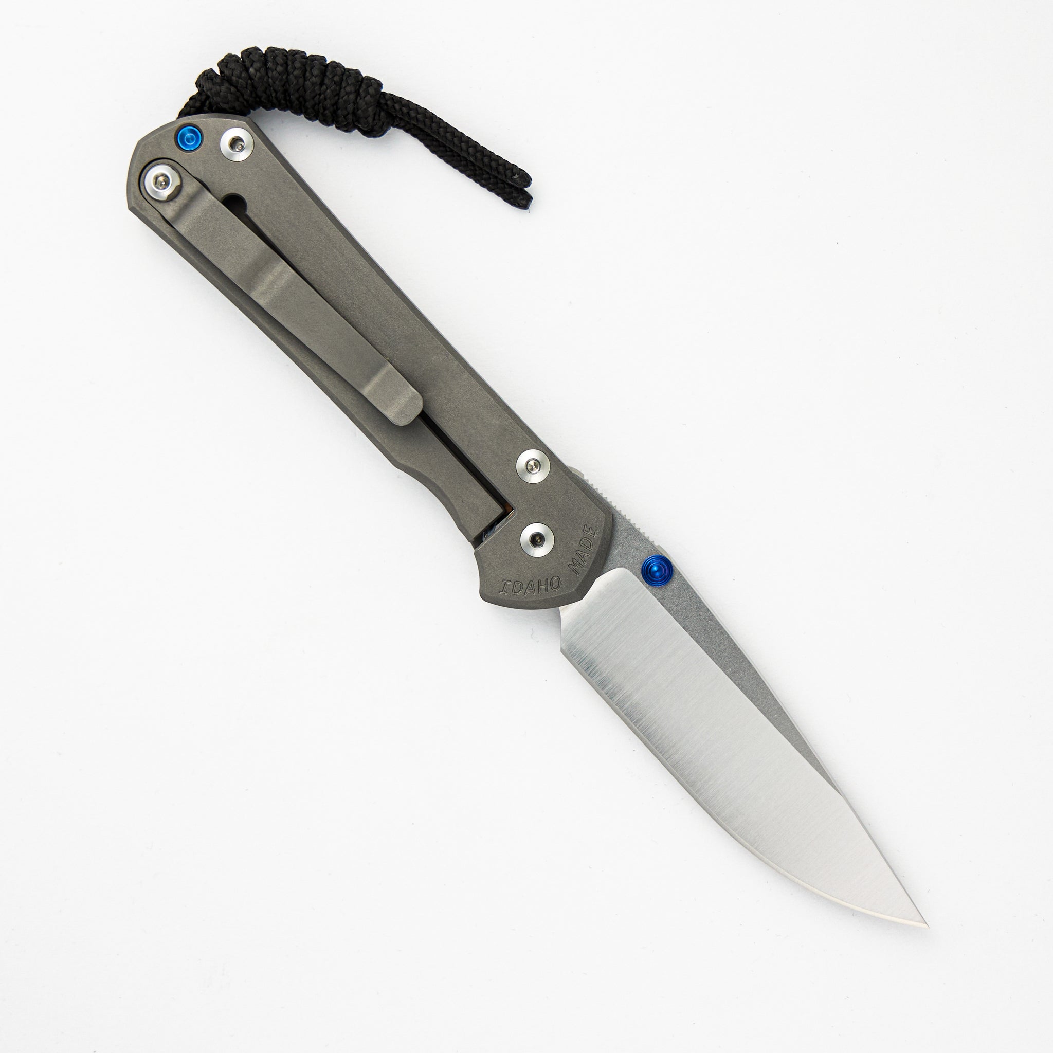 Chris Reeve Small Sebenza 31 - Polished Drop Point CPM MagnaCut Blade - Glass Blasted - Blue Double Thumb Lugs