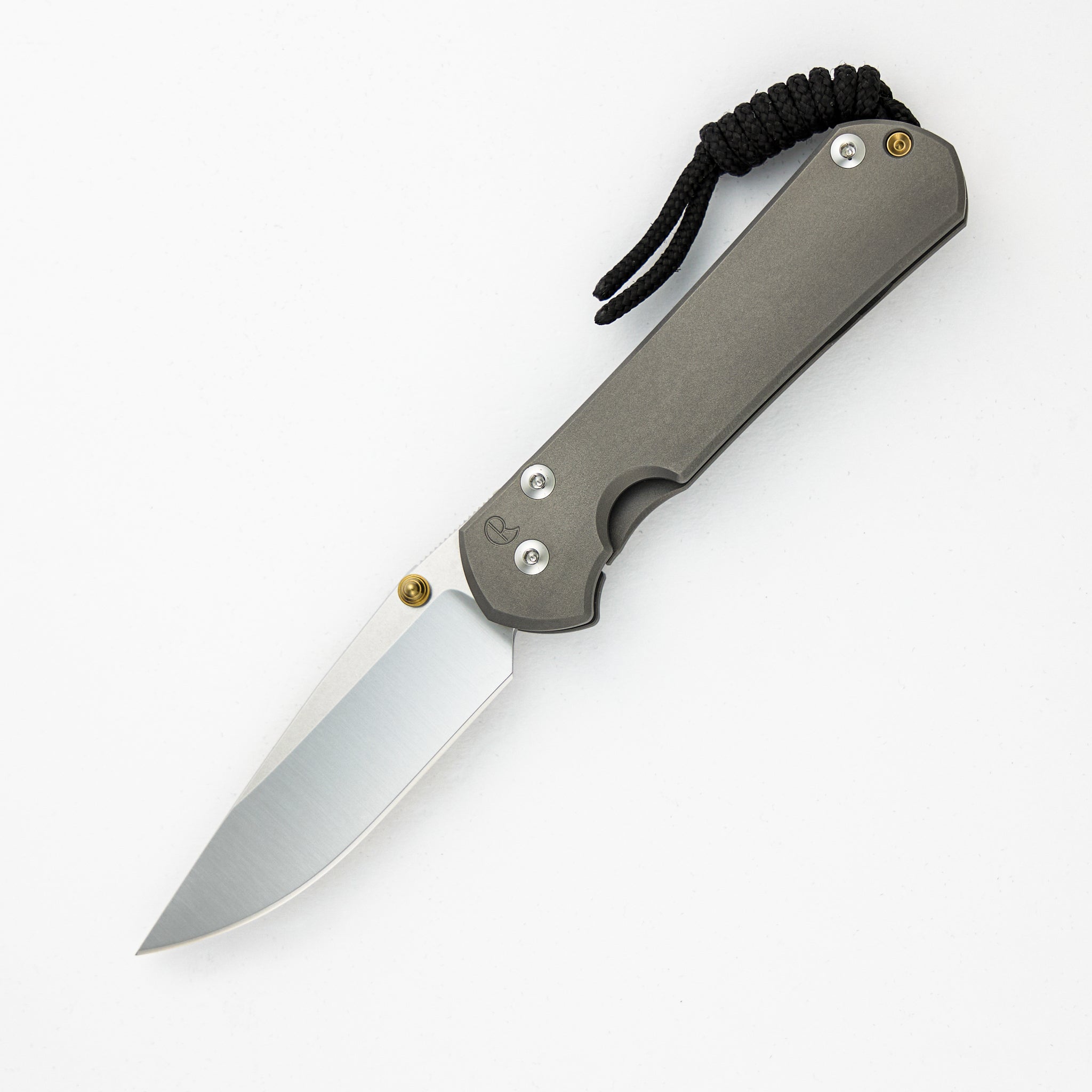 Chris Reeve Small Sebenza 31 - Polished Drop Point CPM MagnaCut Blade - Glass Blasted - Gold Double Thumb Lugs