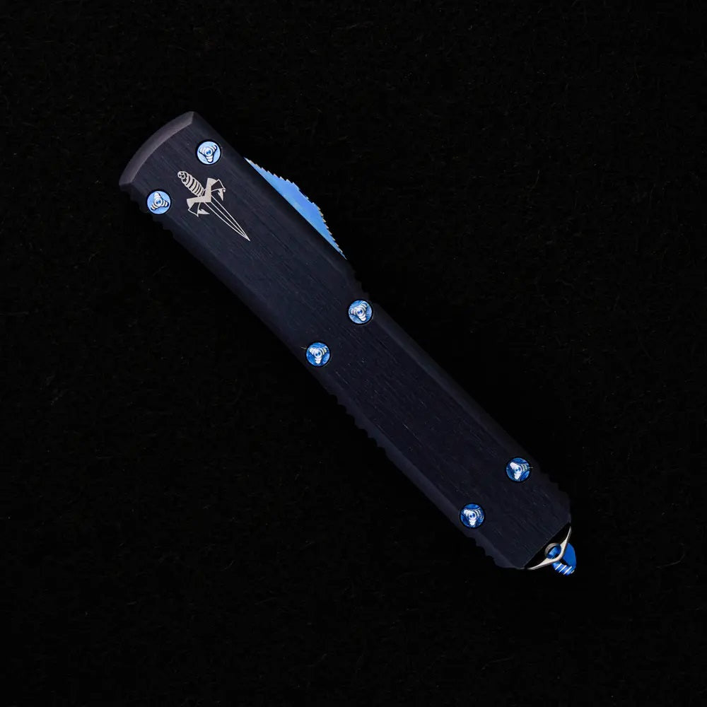 MARFIONE ULTRATECH WARHOUND VEGAS FORGE BLUED SPIROGRAPH ANODIZED HEFTED ALLOY W/ RINGED BLUE TITANIUM HARDWARE S/N 002