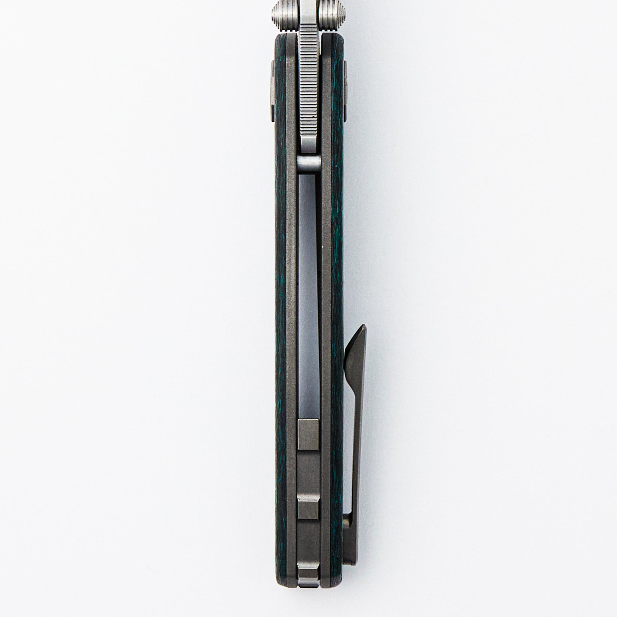 Sharknivco Liner Lock Waka V4.9 - Teal TechnoCarbo Handle - Polished Stonewash RWL34 Blade