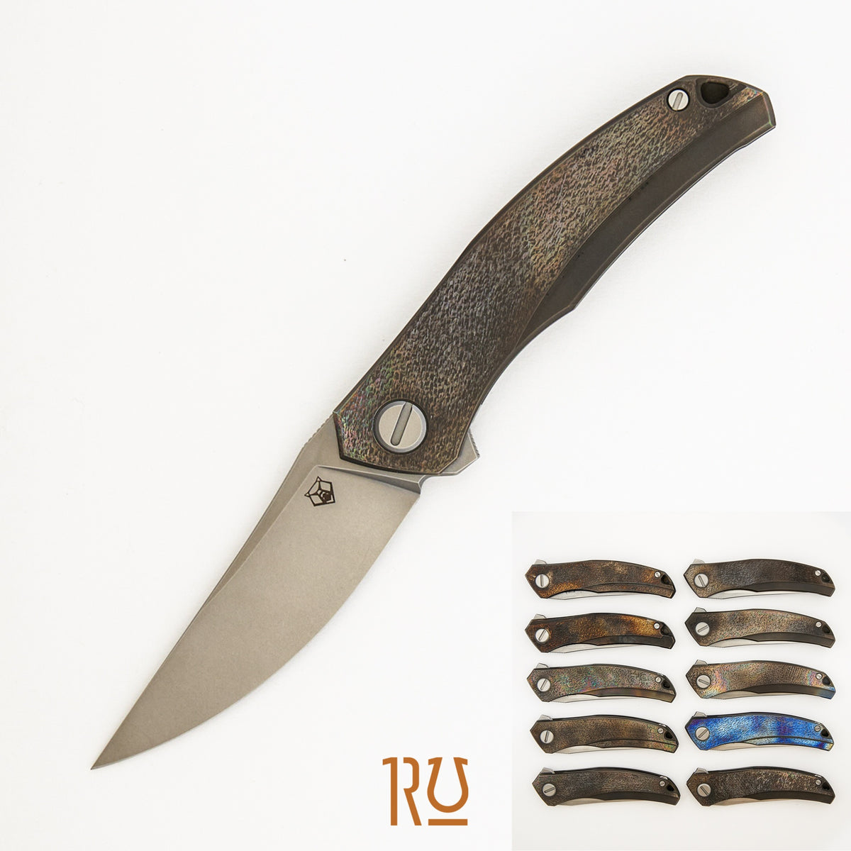 Sharknivco Finish Quantum "Avocado" - Titanium Handle - Cromax PM Blade - MRBS