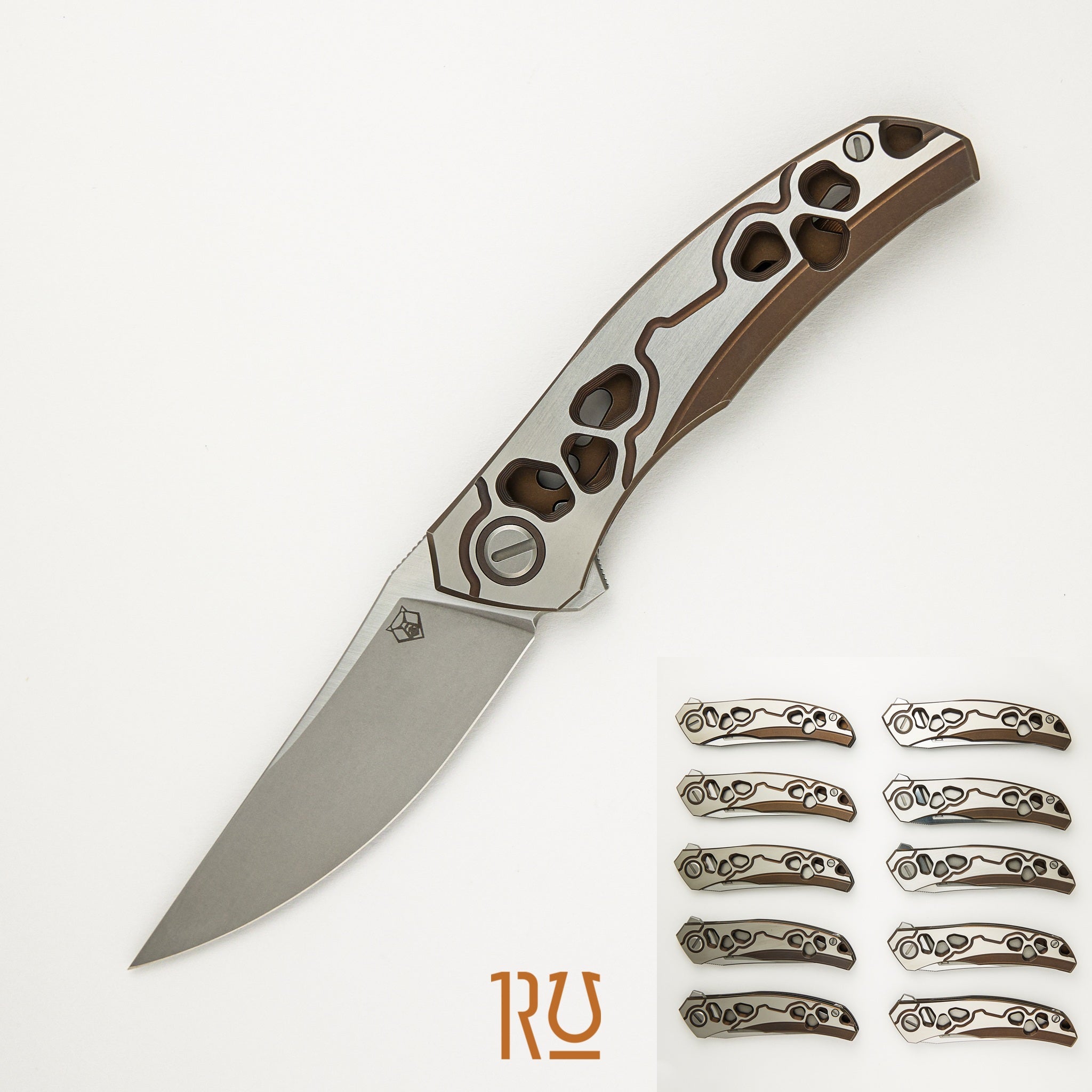 Shirogorov Knives / Alexey Konygin Quantum “Cybonic Plague” – Cromax PM Blade - Satin/Bronze – MRBS